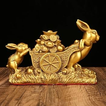 Amazon.co.jp: 風水置物ウサギの富の繁栄の彫像の家の装飾富と