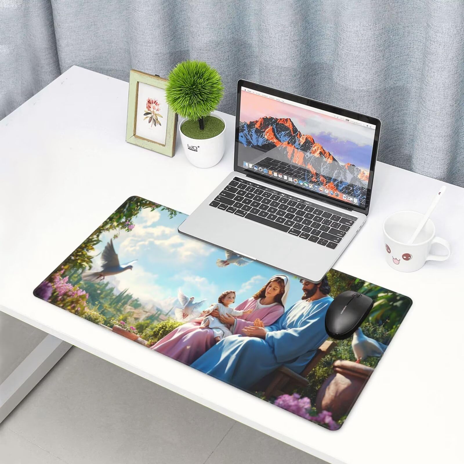 Niebieska podkładka pod mysz XXL krajobraz mata na biurko 1600 x 800 x 3 mm zmywalna podkładka do gier na laptopa, z antypoślizgową gumową podstawą do gier, PC, pracowników biurowych Y1033
