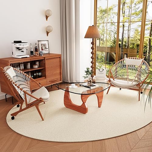 Miniatura 8 de Mesas de café de vidrio pequeñas de estilo granja, mesa central de madera moderna de mediados de siglo para la sala de estar, nogal transparente, 32