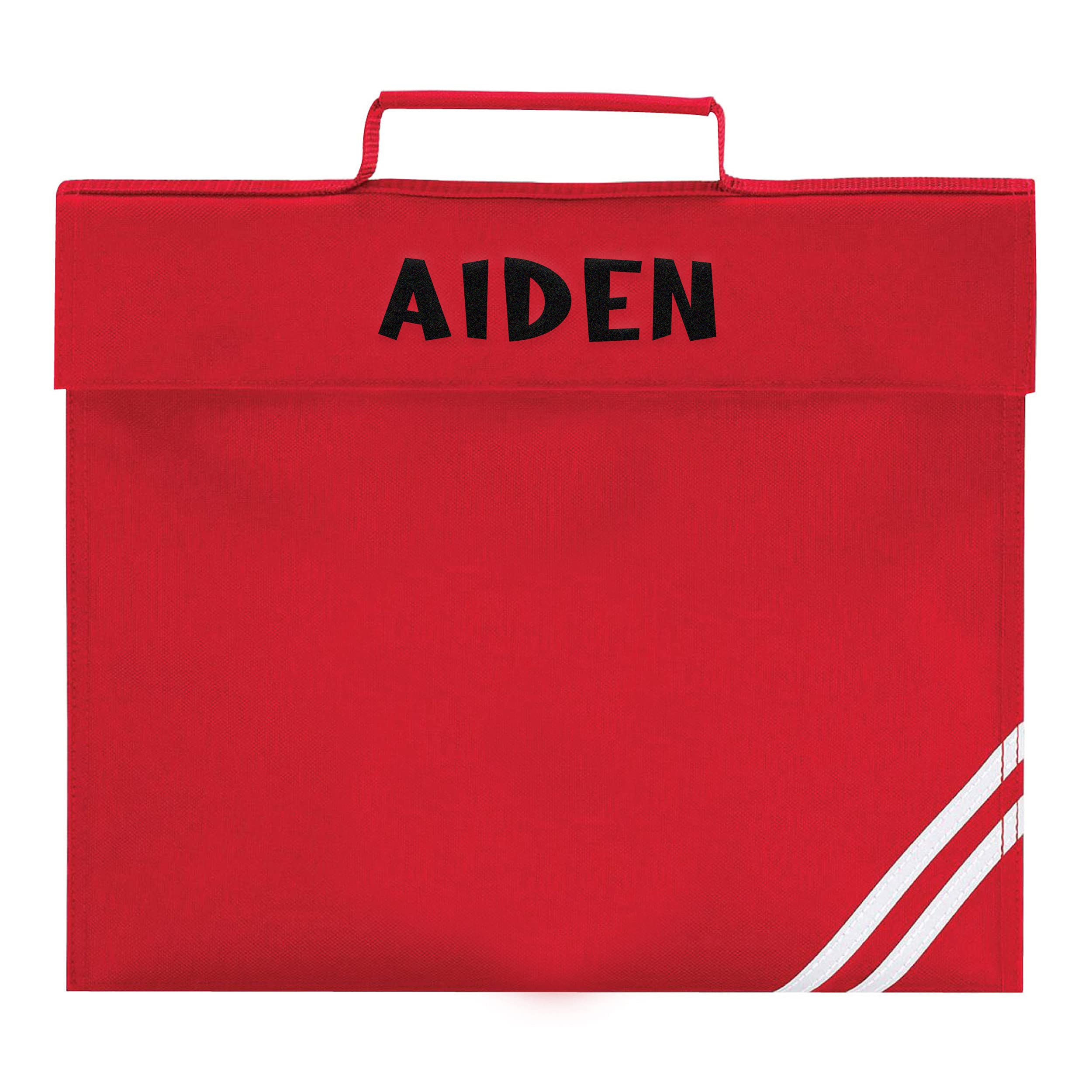 Varsany Personalised Children’s Book Bag Girls Boys, School Bag, Organiser Back, Perfect for Back to Kids School or PE, Gifts and Travel (Red/Vinyl) — image 1