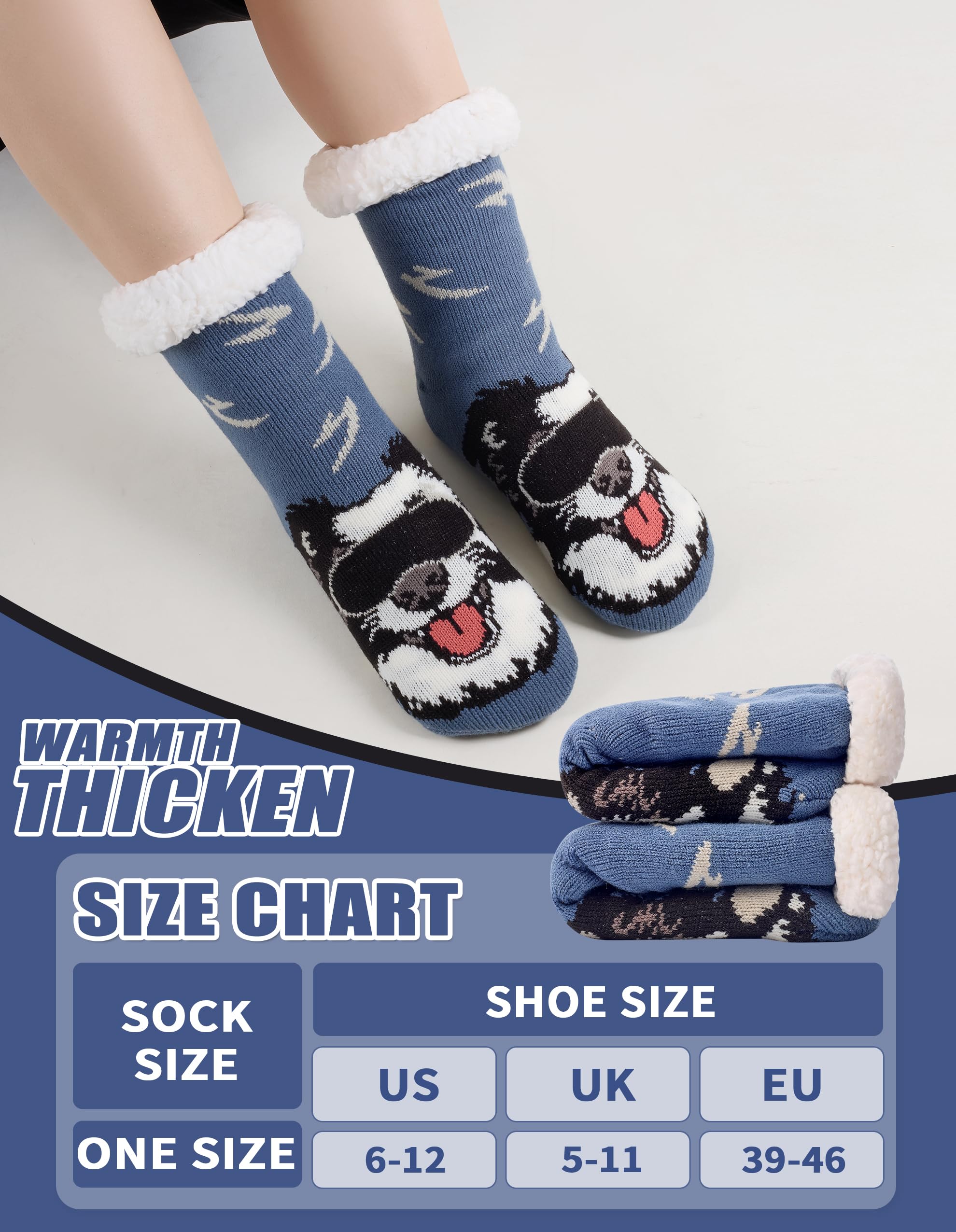 Calcetines Hombre Navidad Térmicos Antideslizantes Gordos Calentitos Invierno Pantuflas Andar por Casa Caja de regalo