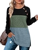 Long Sleeve Shirts for Women Lightweight Button Decor Tunic Tops Side Split