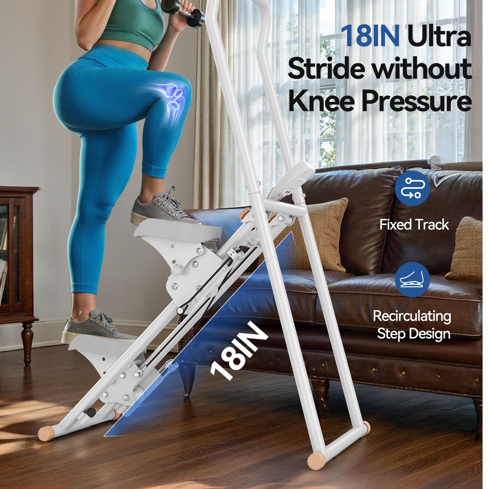 Niceday Steppers for Exercise at Home, Stair Stepper with Handlebar, Stair Climber, Stair Master with 300LBS Loading Capacity: White