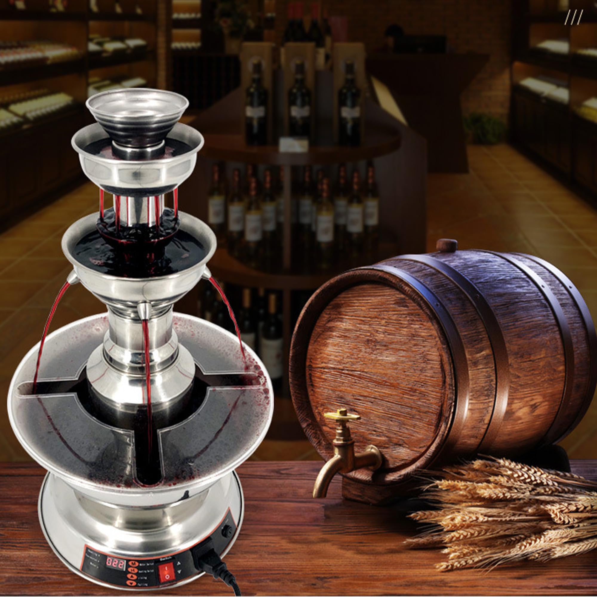 Fontaine à Vin Et Champagne électrique à 3 Niveaux - Chauffe/refroidisseur De Boissons En Acier Inoxydable Avec Contrôle De Température 0-100℃ Et écran Lcd, Capacité De 3,5 L Pour Mariages