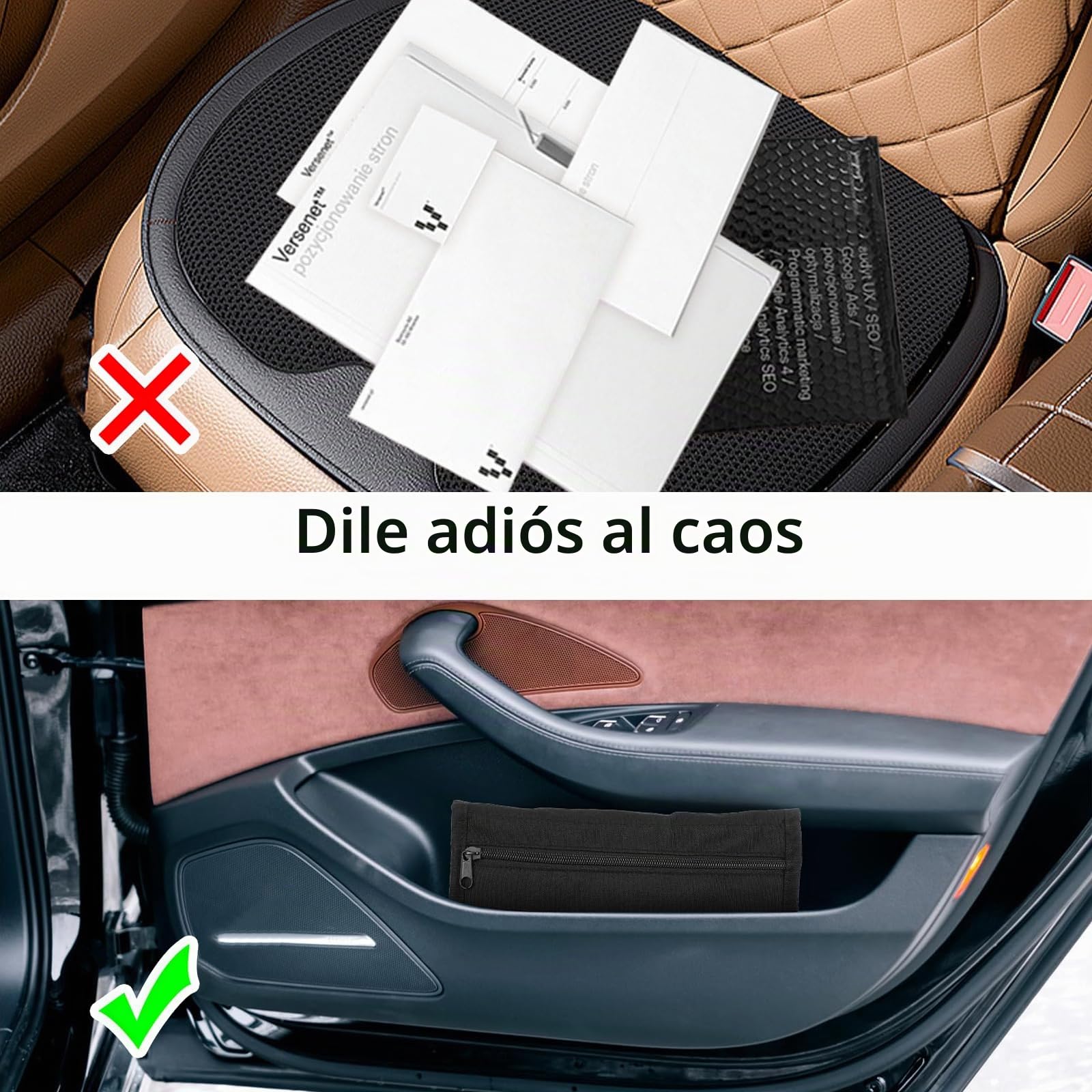 Carpeta de Guantera para Coches, 24 x 17,5 cm Organizador de Guantera, Organizador de Guantera Portátil para Coche, Cartera Organizadora de Guantera, Multiusos Bolsa Con Cremallera de Coche
