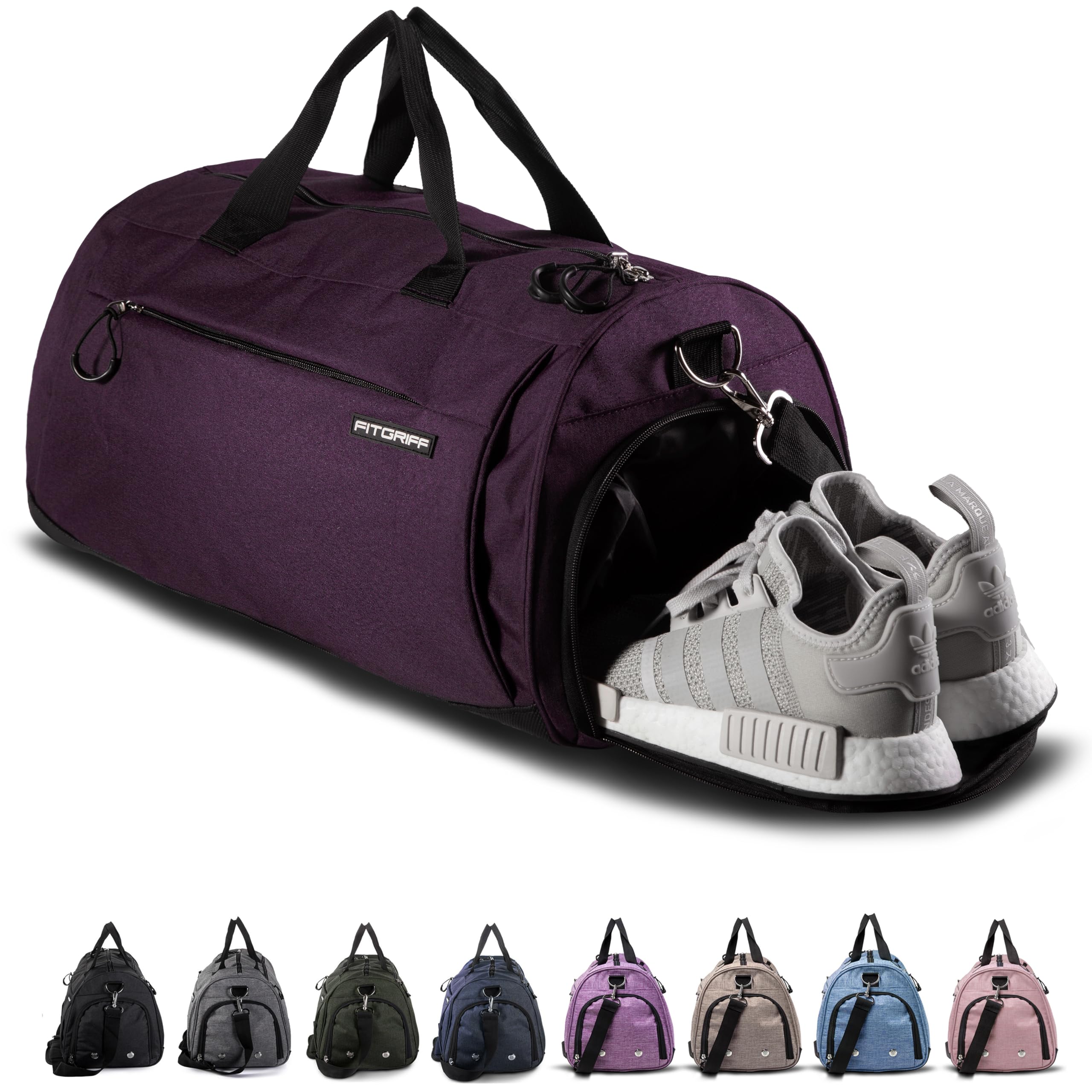 Fitgriff® Gym Bag for Men & Women with Shoe & Wet Compartment - Duffle Bag for Travel, Sports, Fitness & Workout