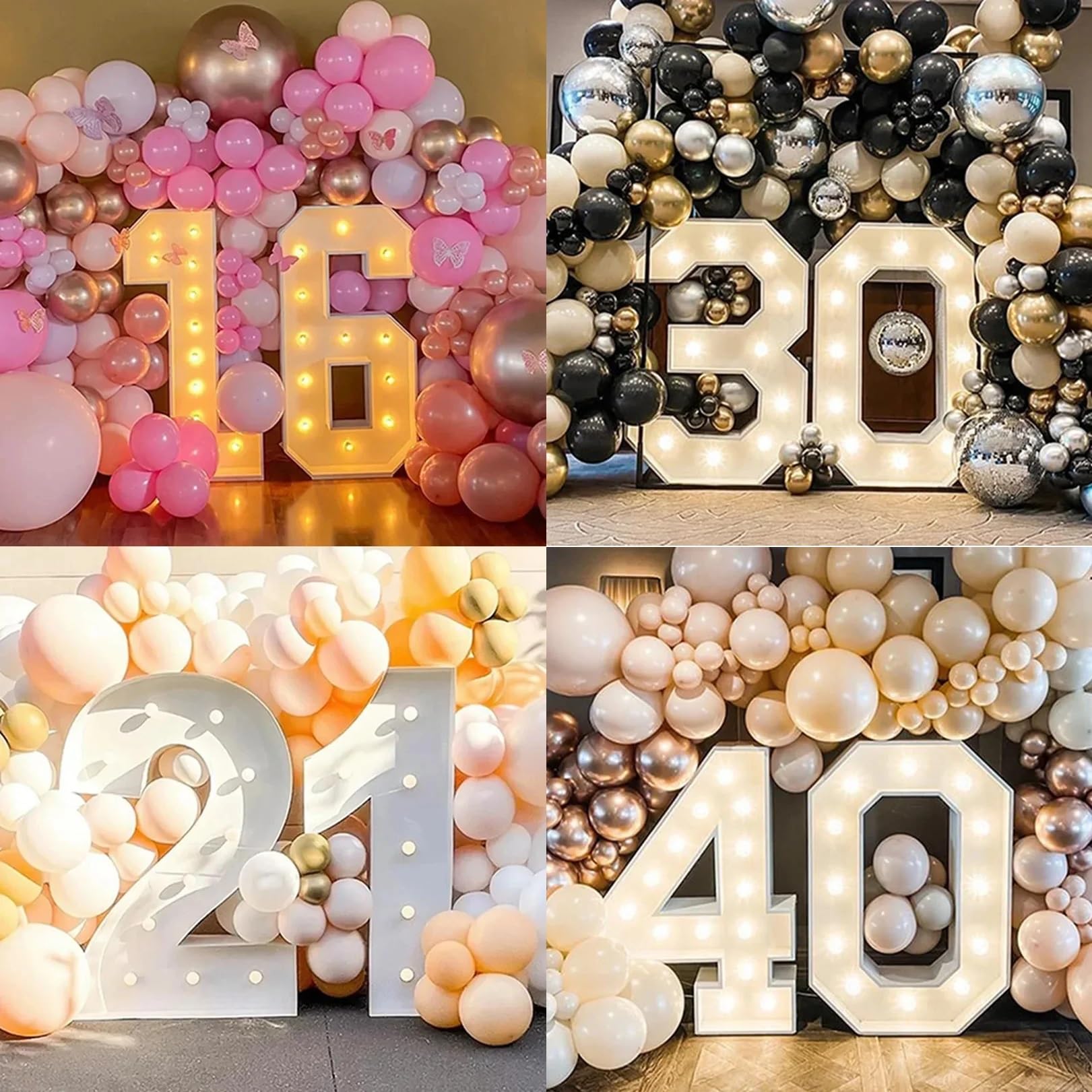 70-120cm Gigantyczne Pudełko Do Napełniania Balonów W Kształcie Cyfry Z Oświetleniem LED 0-9 Ramka Na Balon Rocznica Wesele Pudełko Na Baby Shower (Color : 5, Size : 100cm)