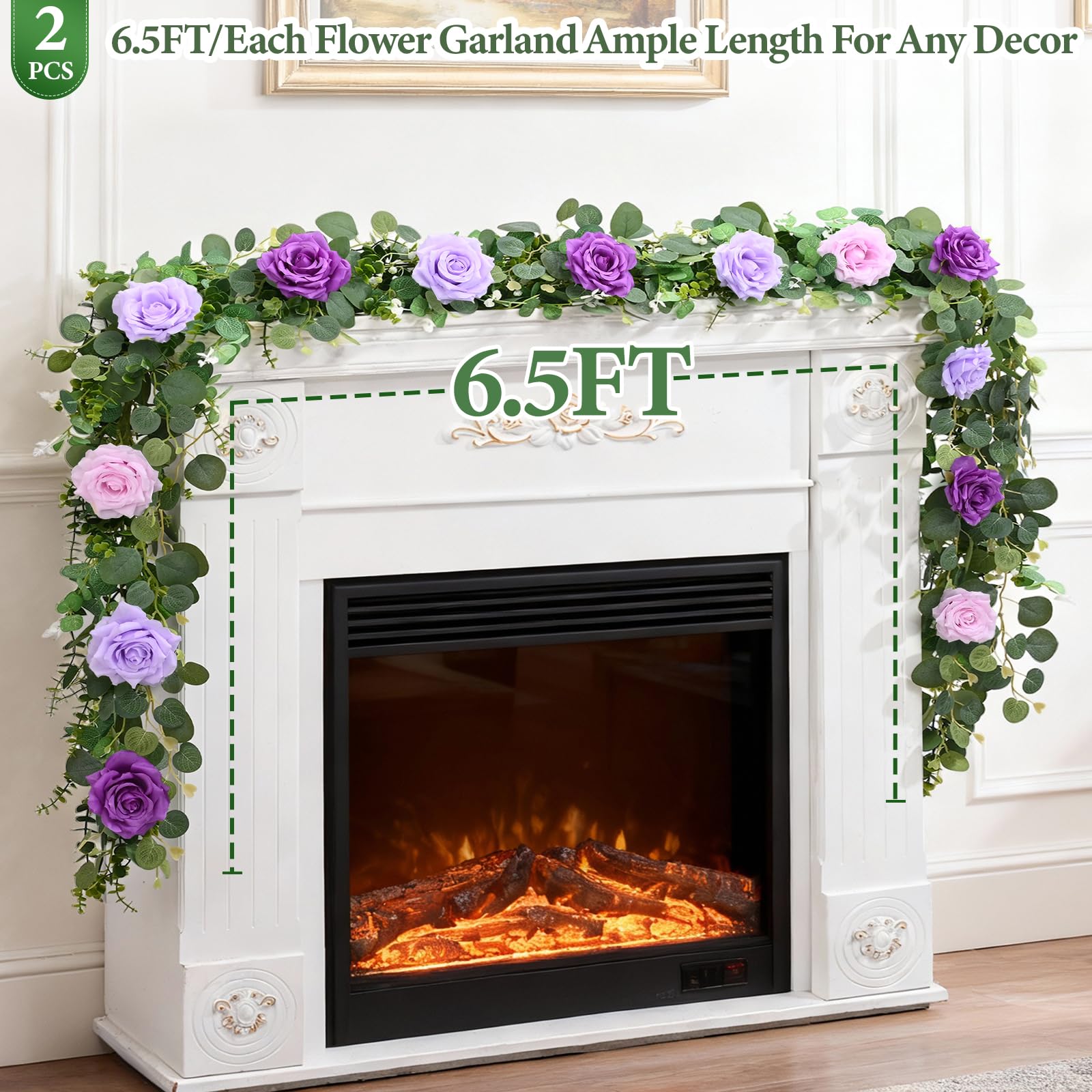 Livole Lot de 2 guirlandes de Fleurs d'eucalyptus artificielles de 2,5 m à Suspendre pour Mariage, Centre de Table, fête, Arche, cérémonie, Toile de Fond (Violet)