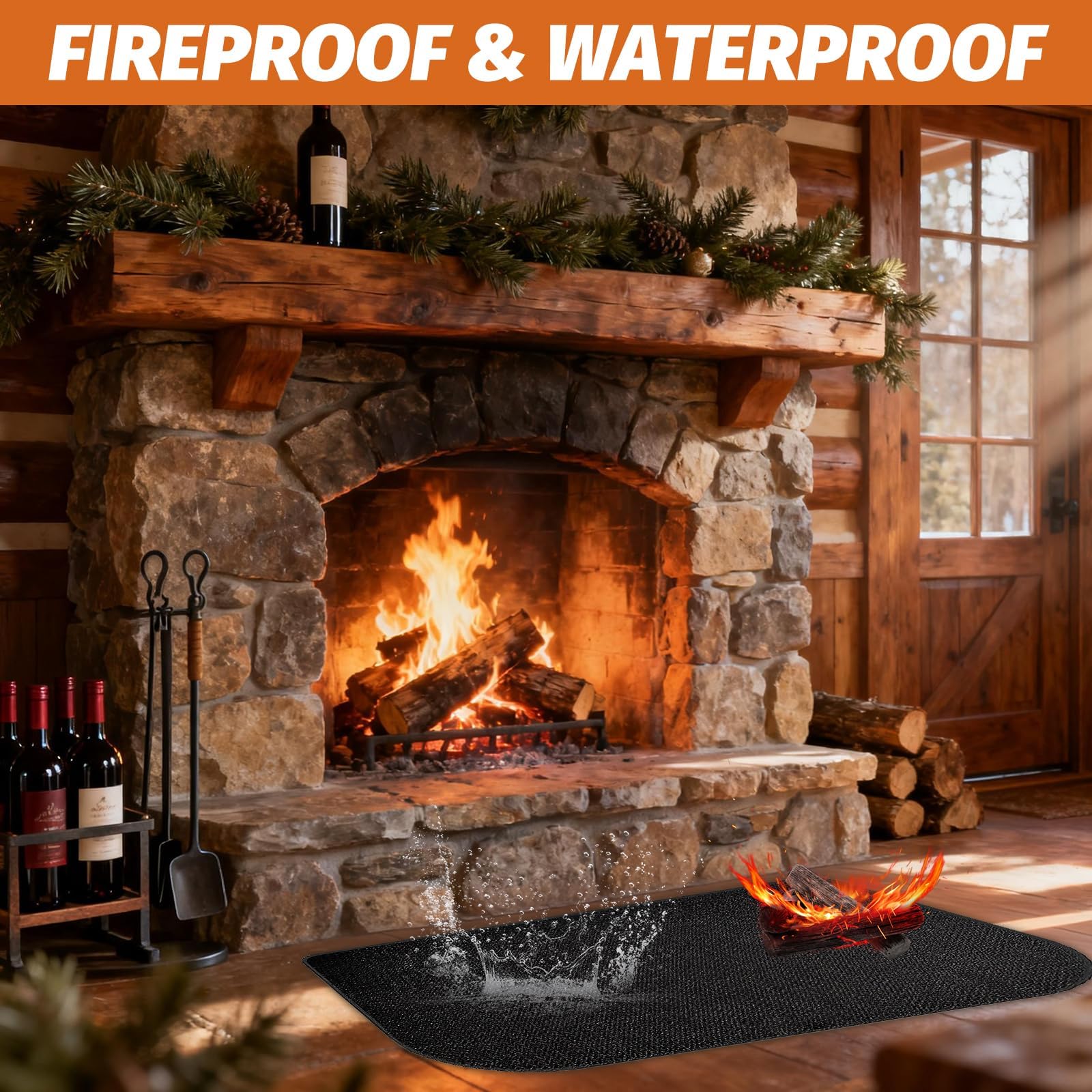 Alfombrilla Ignifuga, Alfombra Ignifuga para Chimenea 80x50cm, Alfombra Ignifuga Semiredonda, Alfombras Ignífugas Chimeneas, Protector Suelo Chimenea, Proteger el Suelo contra chispas