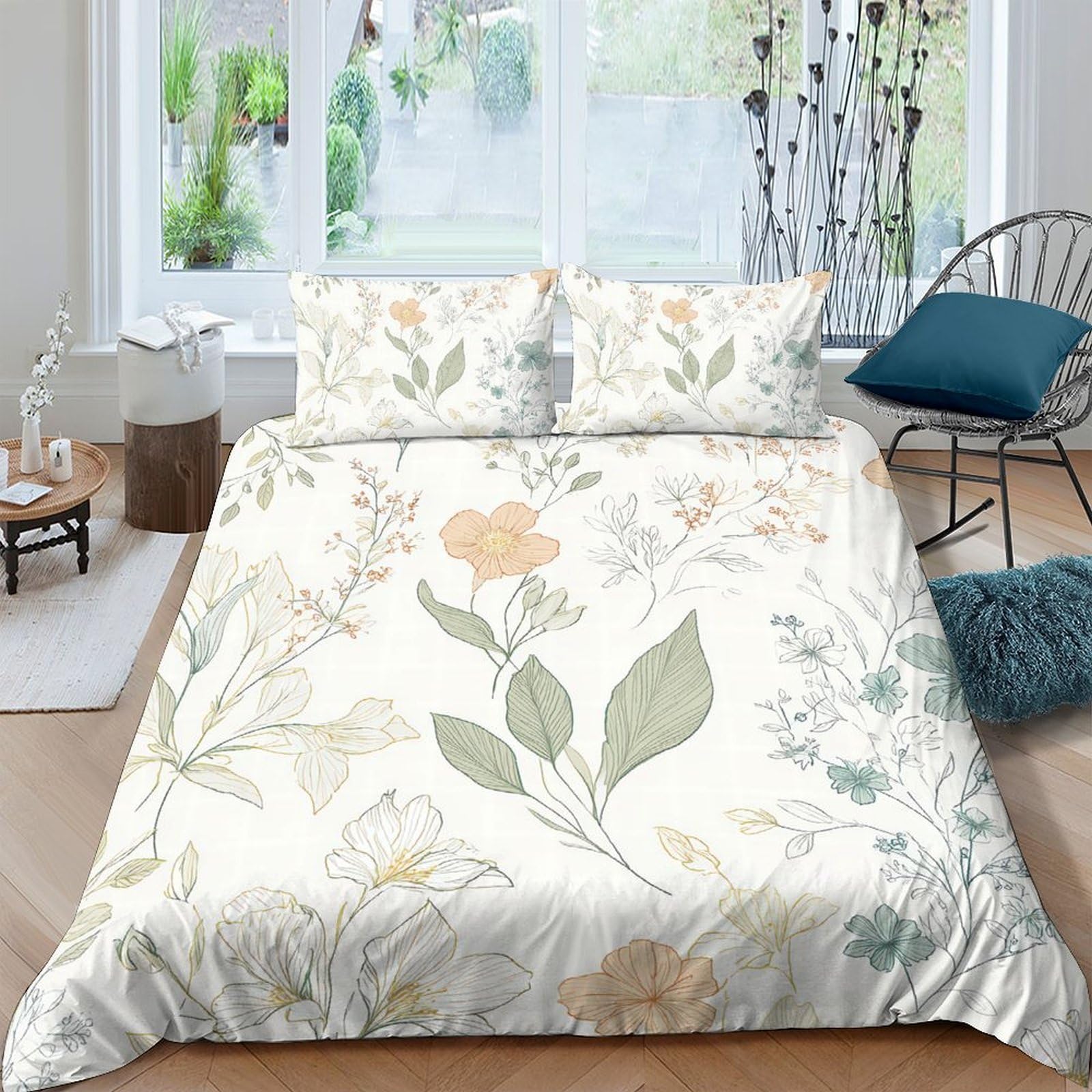 Ctjqhvkz Style-2 3D Printed Pastel Floral Fitted Sheet Microfiber Soft Botanical Mattress Cover For Bedroom Guest Room Dorm Decor Single（135X200cm）