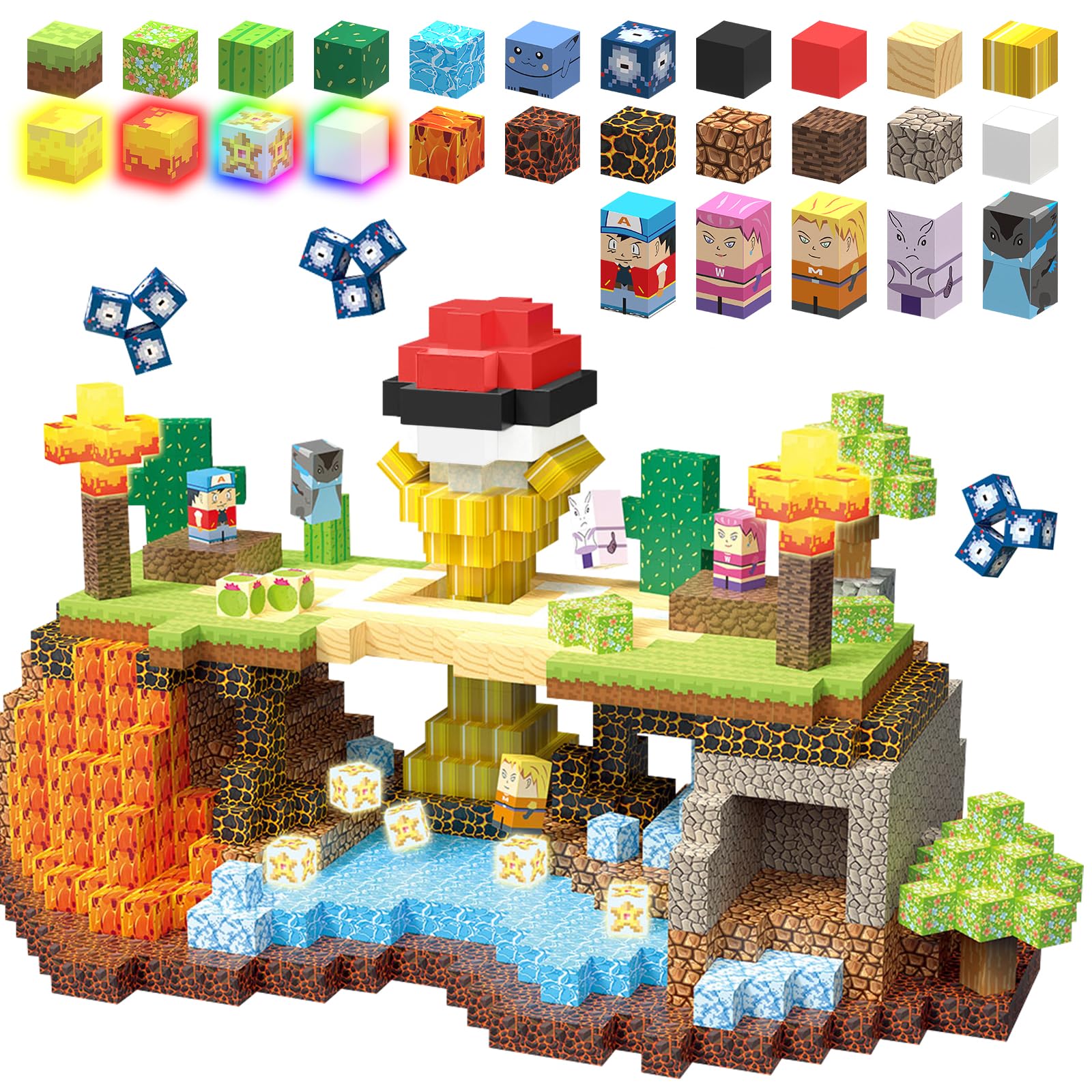 TUKIIE Magnetic Blocks, 200PCS 1inch Magnetic Building Blocks Cubes Toy for Boys Girls, Light Up Montessori Building Toys Gift for Kids 4 5 6 7 Year Old