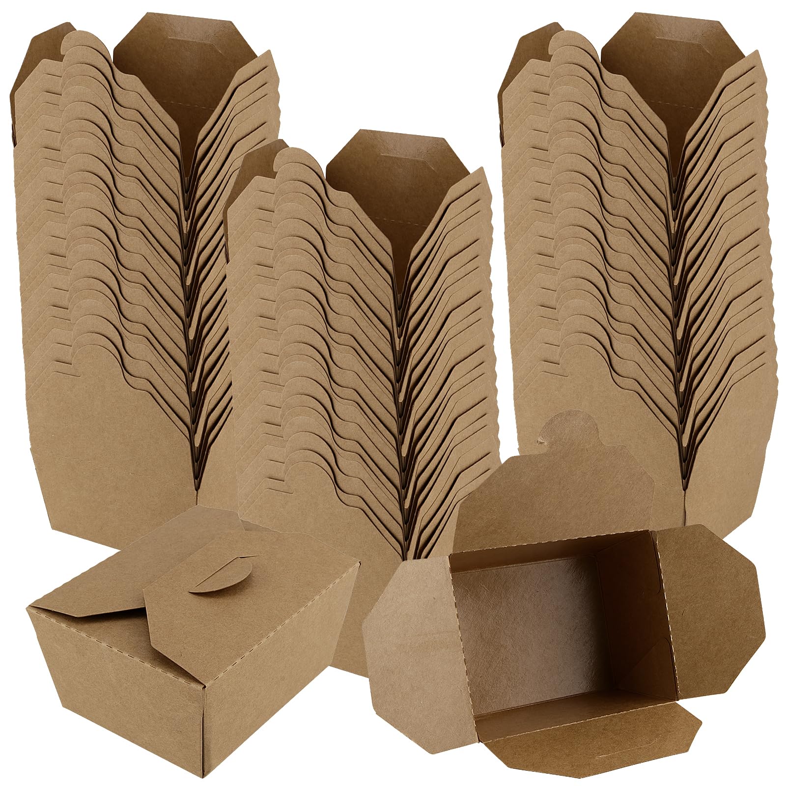 ZEONHAK 60 Pack 27oz Kraft Take Out Boxes, 800ml Brown Paper Takeaway Food Containers, Kraft Food To Go Boxes for Restaurant