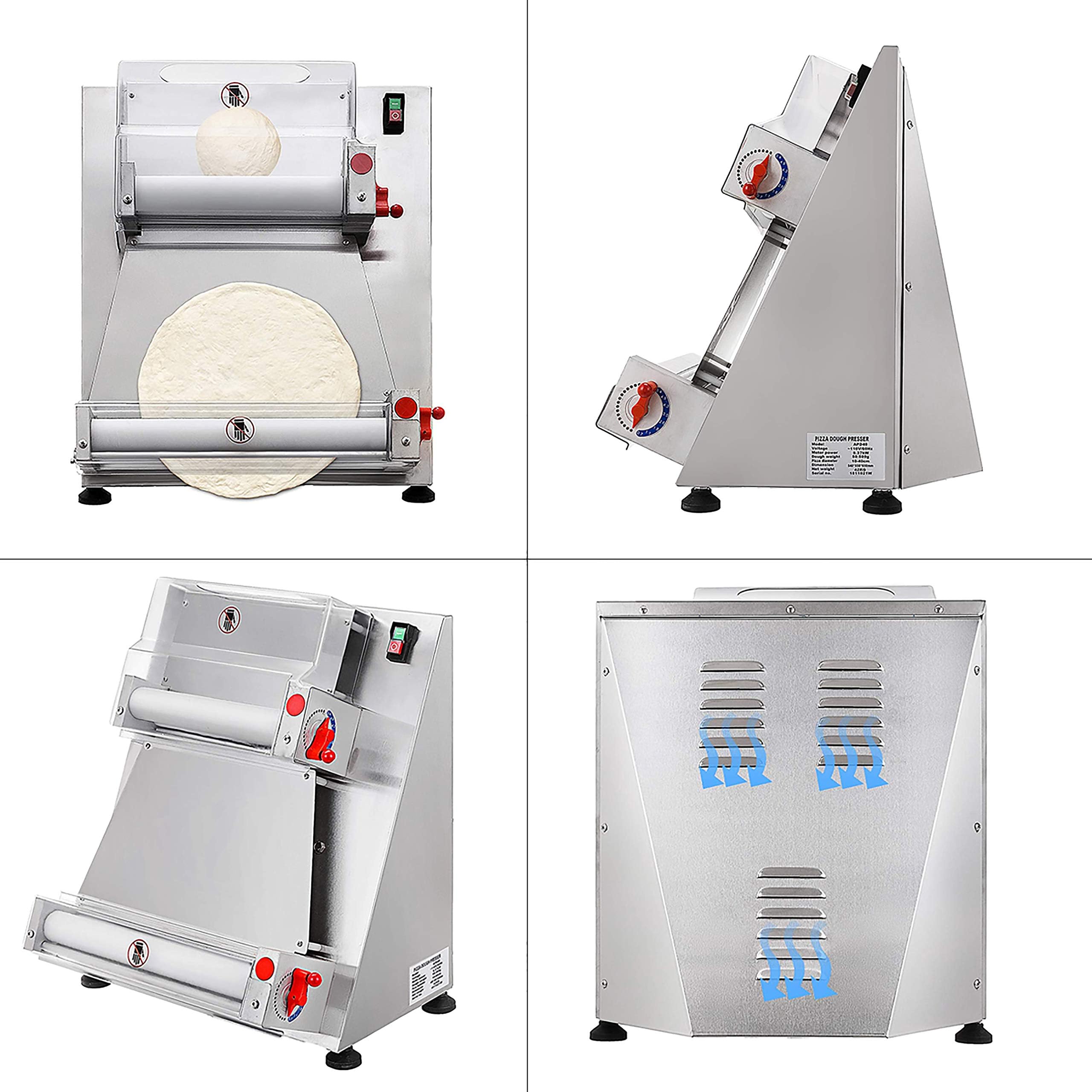 Rodillo de masa Laminadora de masa Máquina para hacer pasta 20 cm / 7,87 pulgadas Máquina de prensado de pastelería para pizza para el hogar Extensión de mango de acero inoxidable Control estable