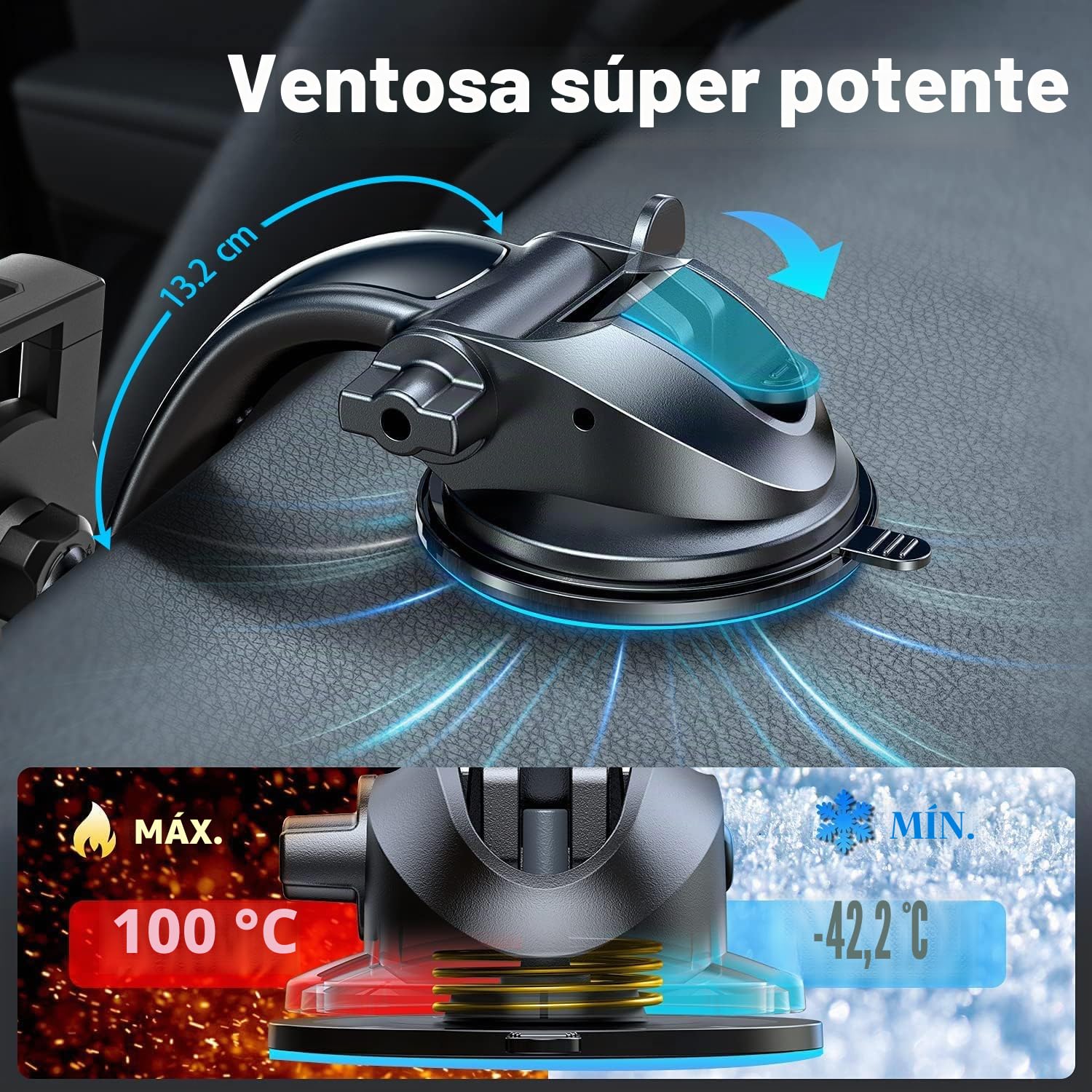 Soporte Tablet Coche Salpicadero con Ventosa Brazo Ajustable | Soporte Móvil y Tablet Parabrisas para iPad Pro 12.9, 11, 9.7 / Air Mini, Galaxy Tabs, iPhone, Teléfonos y Tabletas de 4-13"