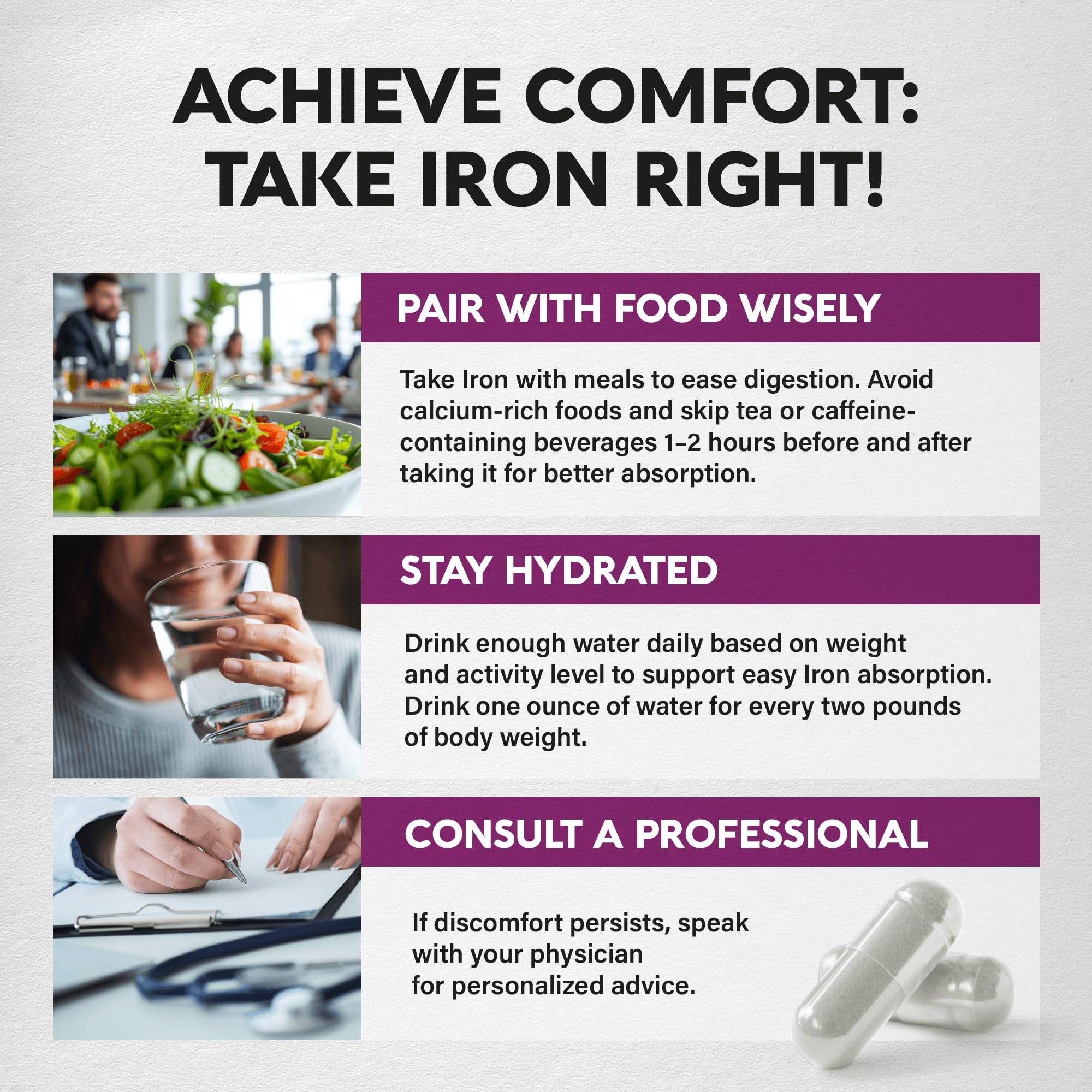 Iron Supplement for Women - Iron 65mg (Ferrous Sulfate 325mg) - 60 Caps — Amazon image 9