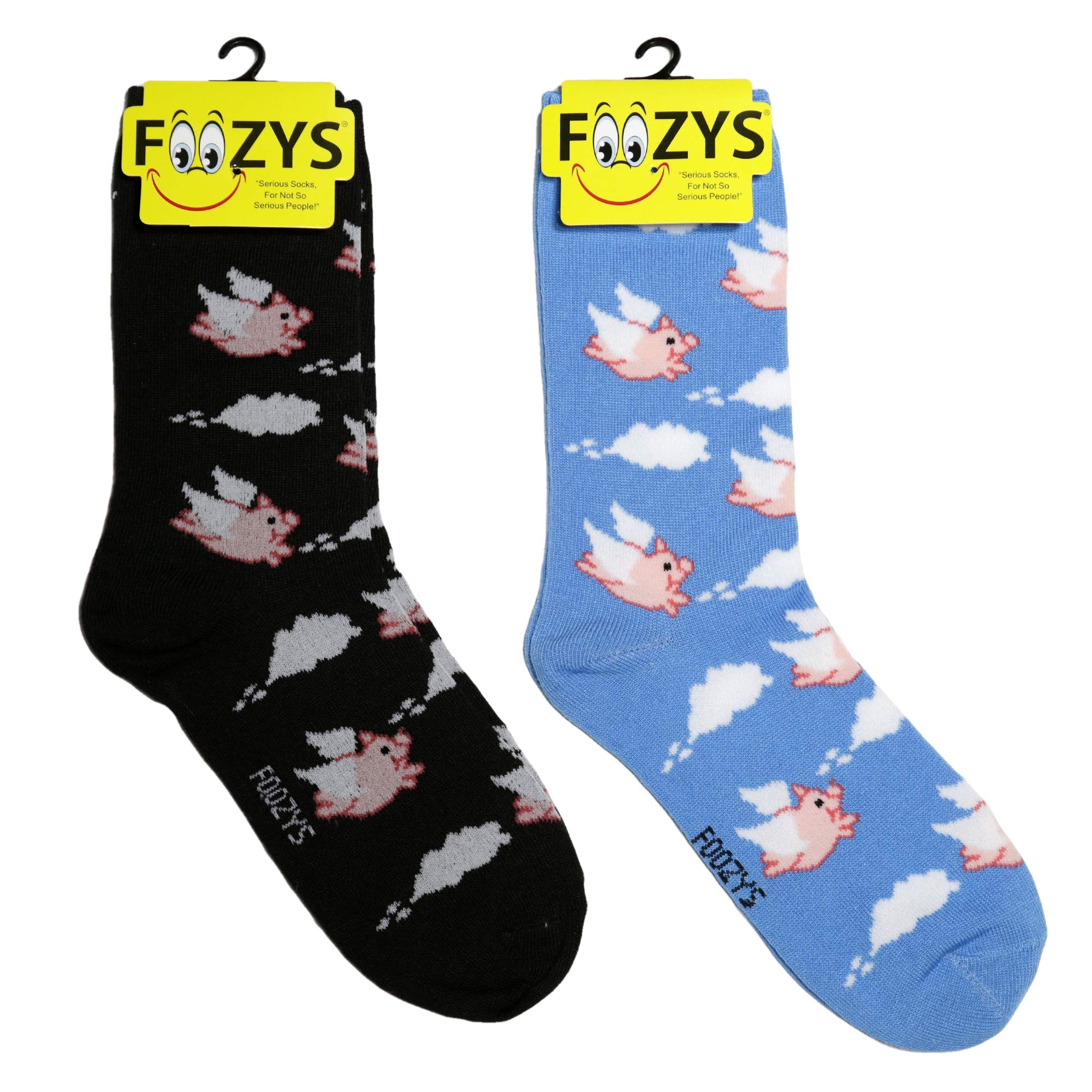 FoozysWomenâ€™s Crew Socks | Flying Pigs Farm Novelty Socks | 2 Pair