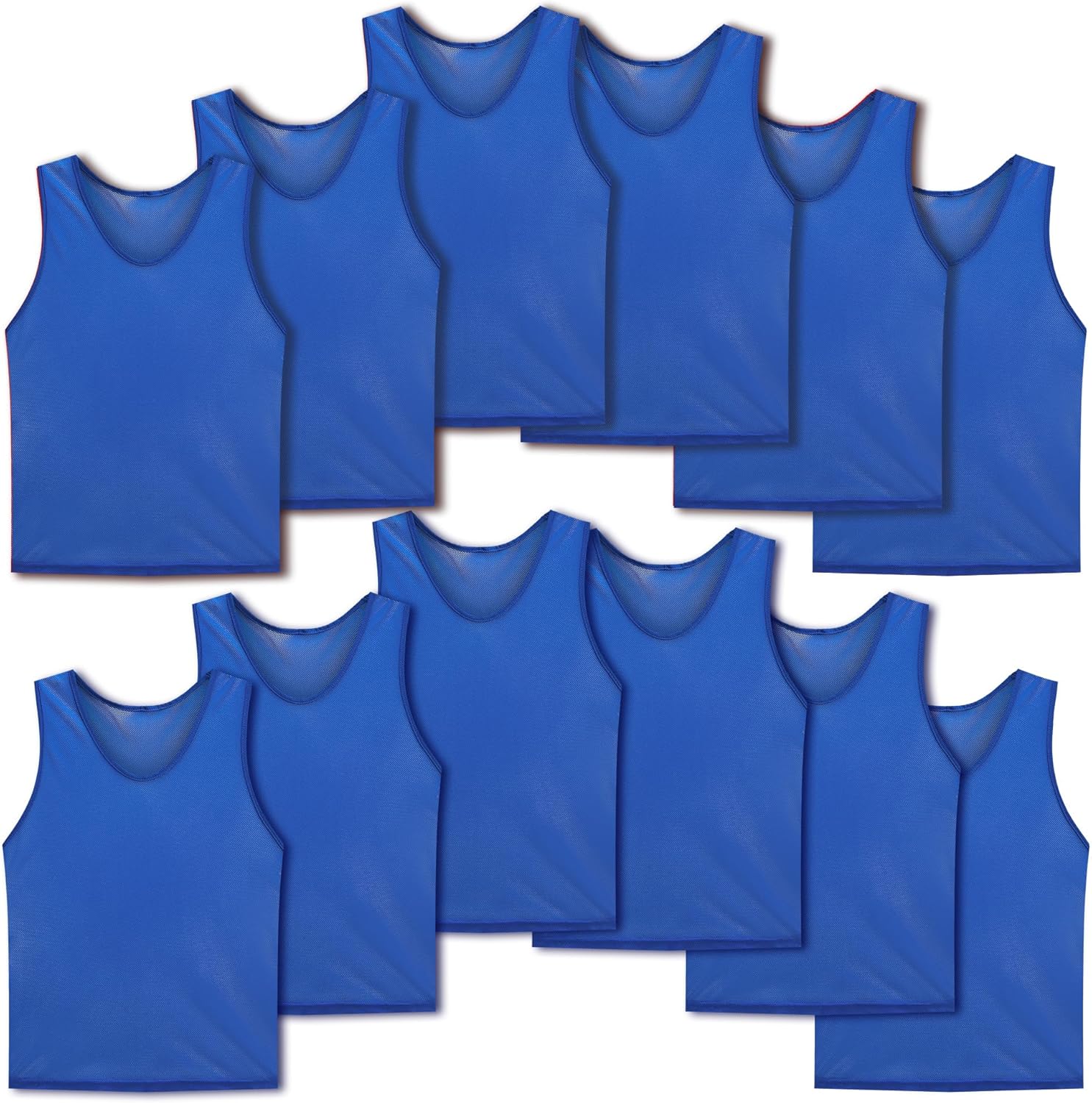 Scrimmage Vests Pinnies Team Practice Jerseys for Kids,Youth and Adult Sports Soccer,Football,Basketball(12 Pack) Large Dark Blue