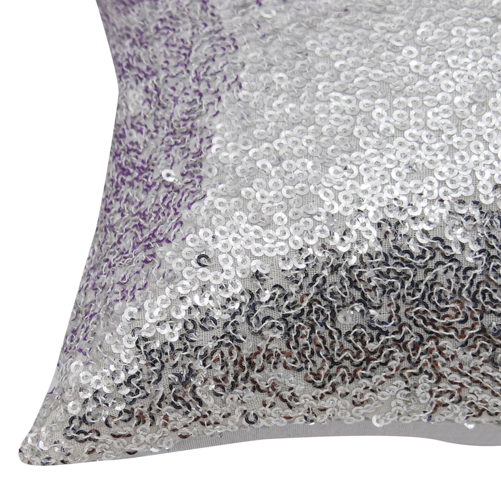 YUGA Cuscino Federa Con Paillettes Glitter Viola Metallizzato - 30,5x30,5 Cm (16x16 Pollici) - Copricuscino Lusso Per Divano, Letto, Matrimonio - Venduto Singolarmente