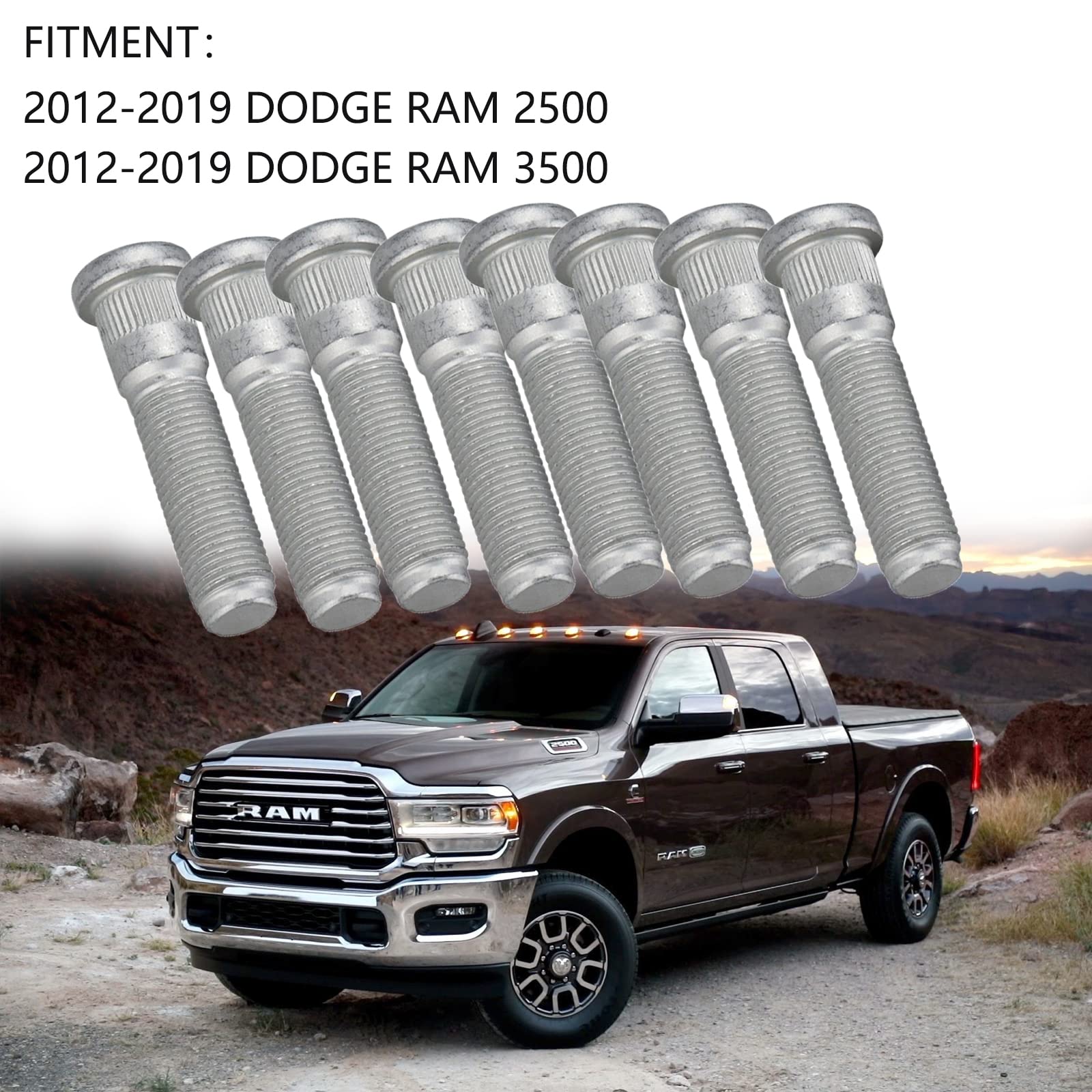 XIAMI Set Of 8 Wheel Studs 6509866AA - Replacement For 2012-2019 Dodge Ram 2500 & 3500 Front Or Rear