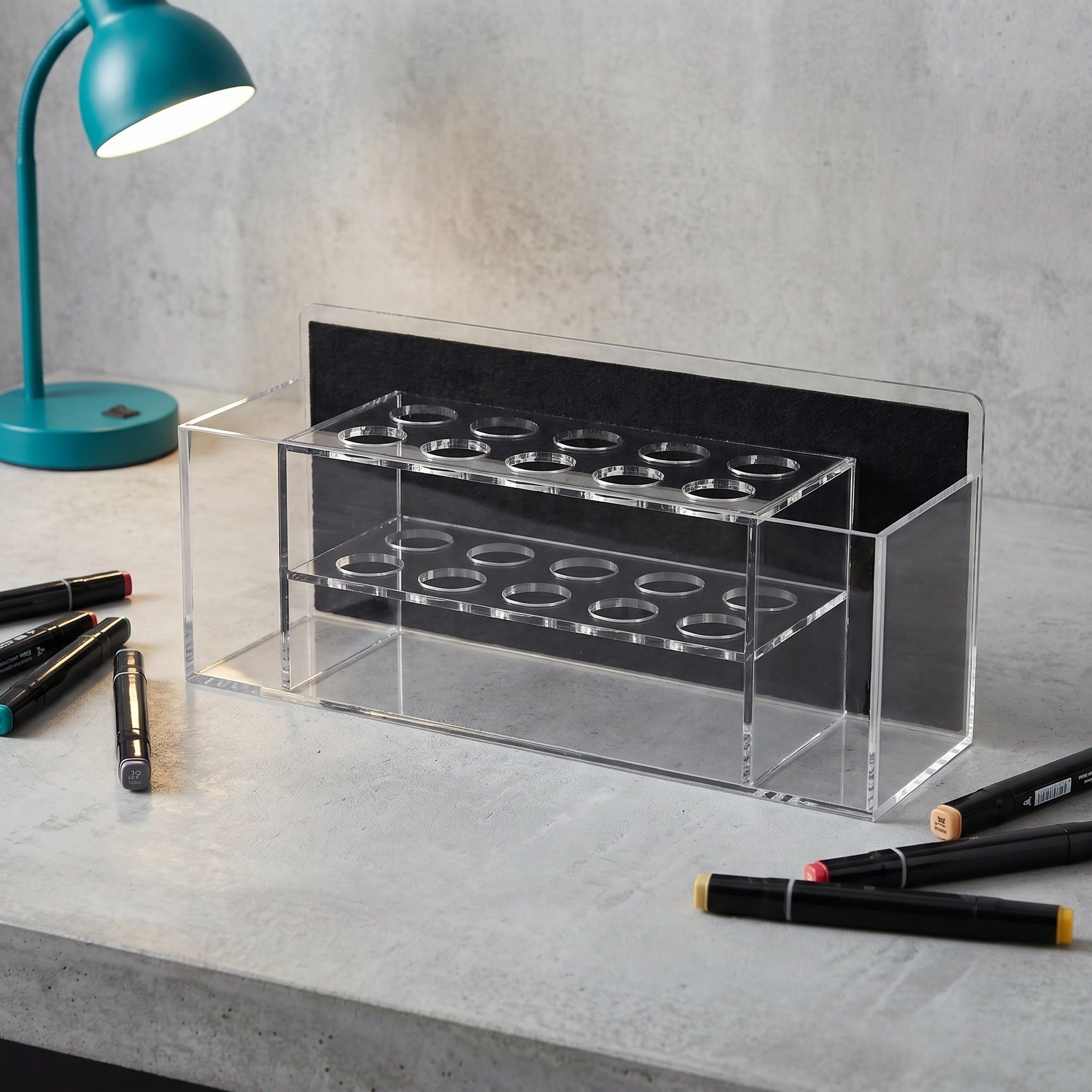 SHINEOFI 2 Pezzi Portapenne in Acrilico Trasparente Supporto Magnetico e Design a Strati per Organizzare Penne e Gessetti, per Scrivanie D'ufficio e Aule