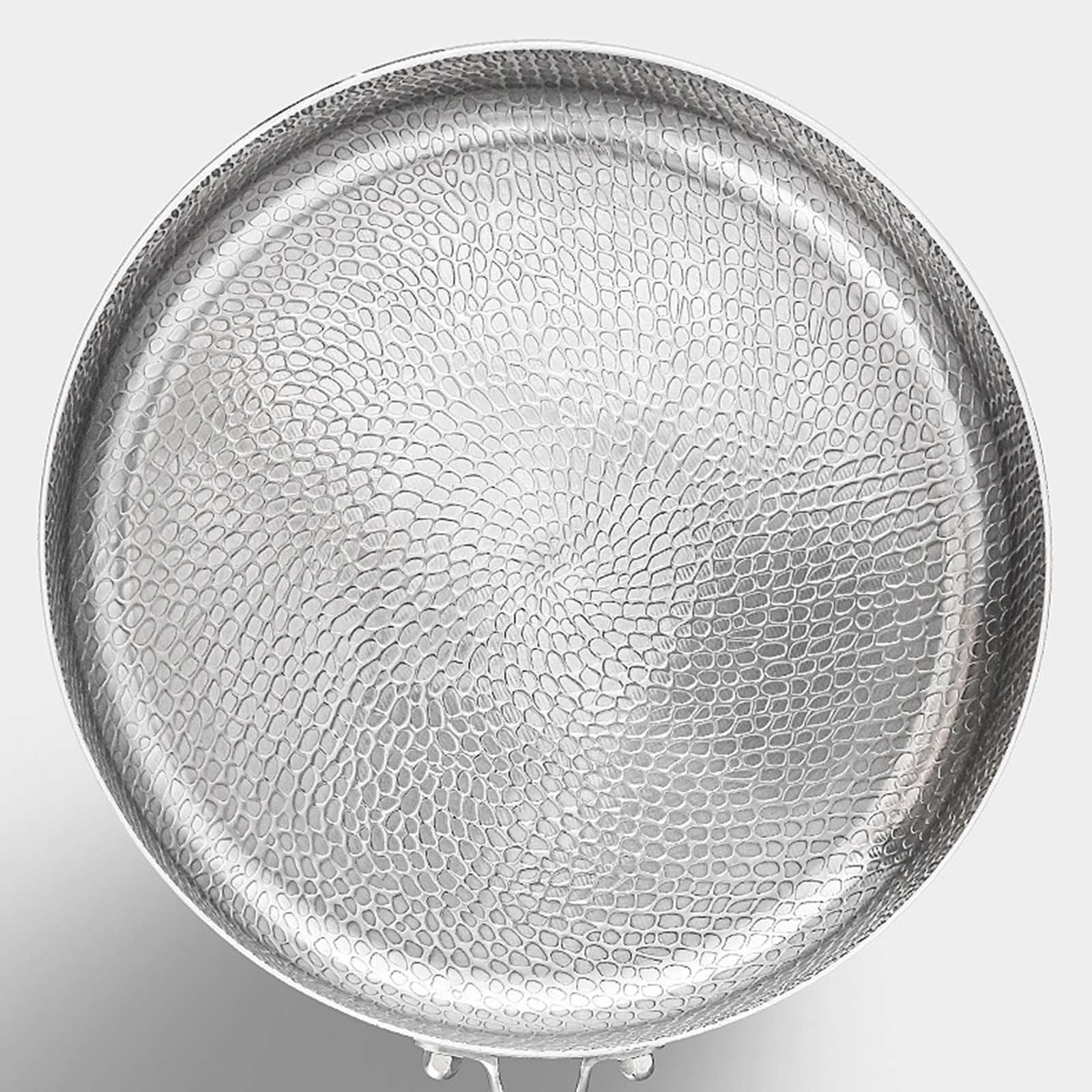 Titanium Hammered Pan Pro mit Deckel, Antihaft-Bratpfannen, Bratpfanne mit Deckel, kratzfeste Beschichtung, kompakt und leicht, für Induktionskochfeld, Camping, Kochen (24 cm)