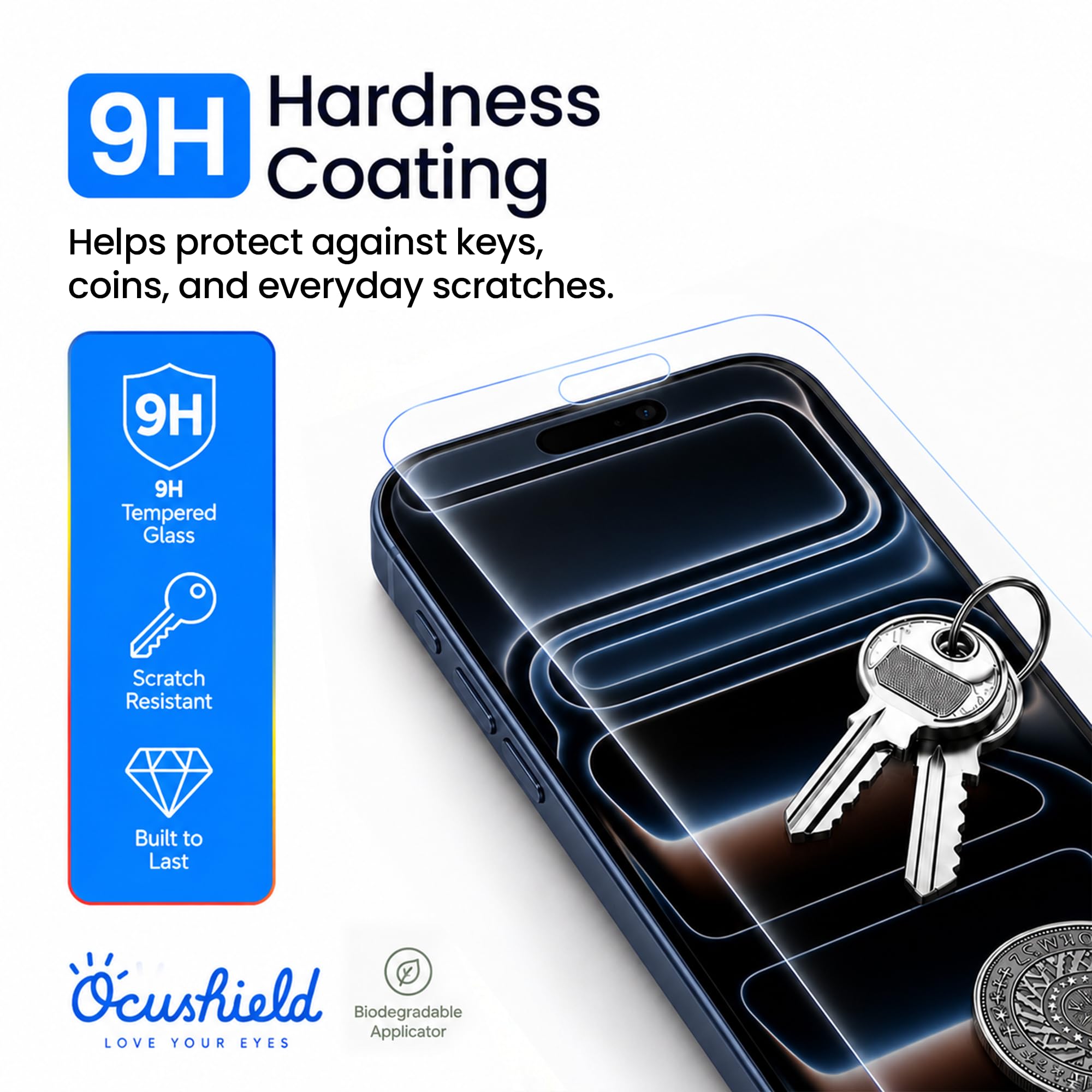 Ocushield Protector de pantalla de privacidad para 17 Max - Cristal templado antiespía, filtro de luz azul, 95% de transparencia, instalación sin burbujas, resistente a los arañazos, compatible con