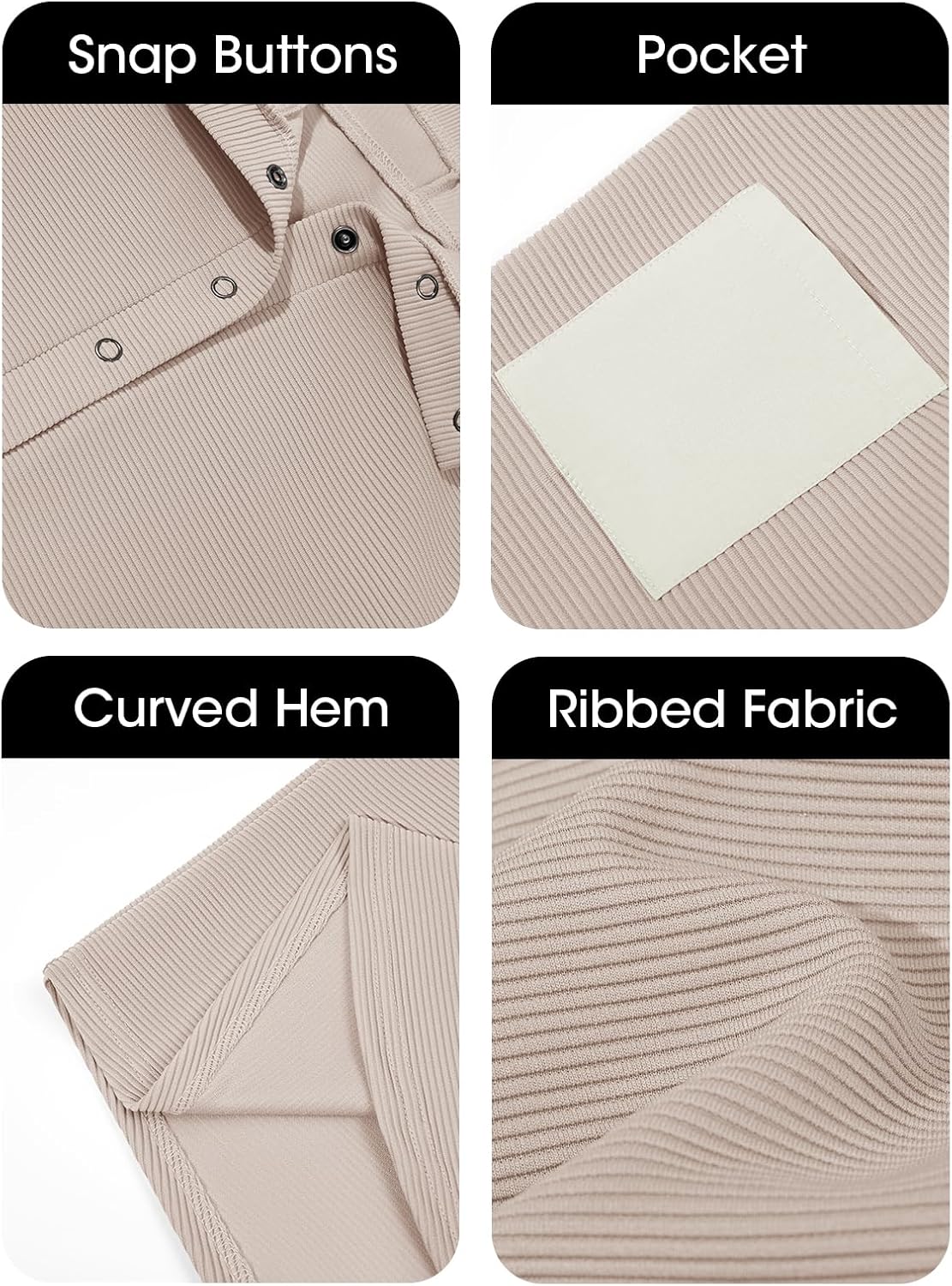 Fisoew Womens Cropped Sweatshirts Casual Henley Neck Snap Button Long Sleeve Ribbed Loose Fit Fall Crop Tops - Image 6