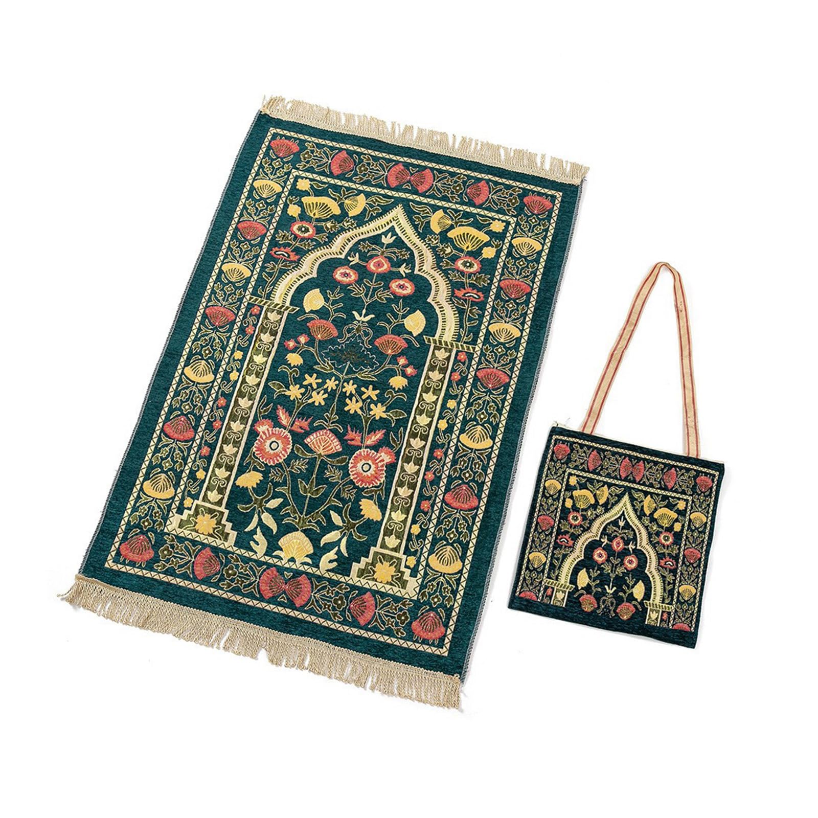 Tsophreniq 70x110cm Muslims Prayer Mat with Tassels Portable Travel Prayings Rugs for Women Flower Pattern Worships Mat Blanket Prayings Rugs for Women
