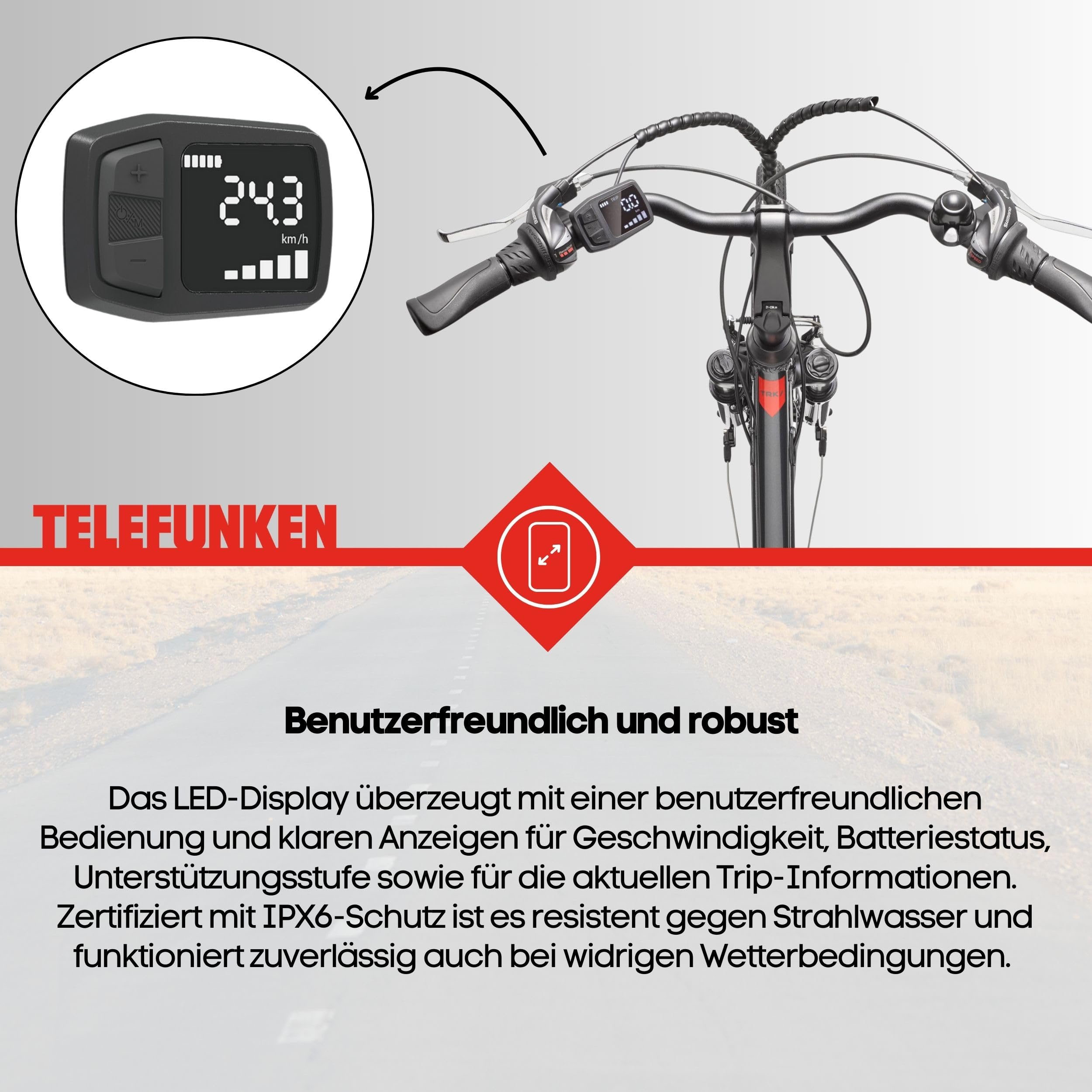 TELEFUNKEN E-Bike Damen 28 Zoll Trekking-Fahrrad | 21-Gang Kettenschaltung | Elektrofahrrad mit 250W Hinterradmotor und 536,5 Wh Li-Ion Akku | Pedelec mit V-Bremsen | inkl. Panzerkabelschloss | XT485