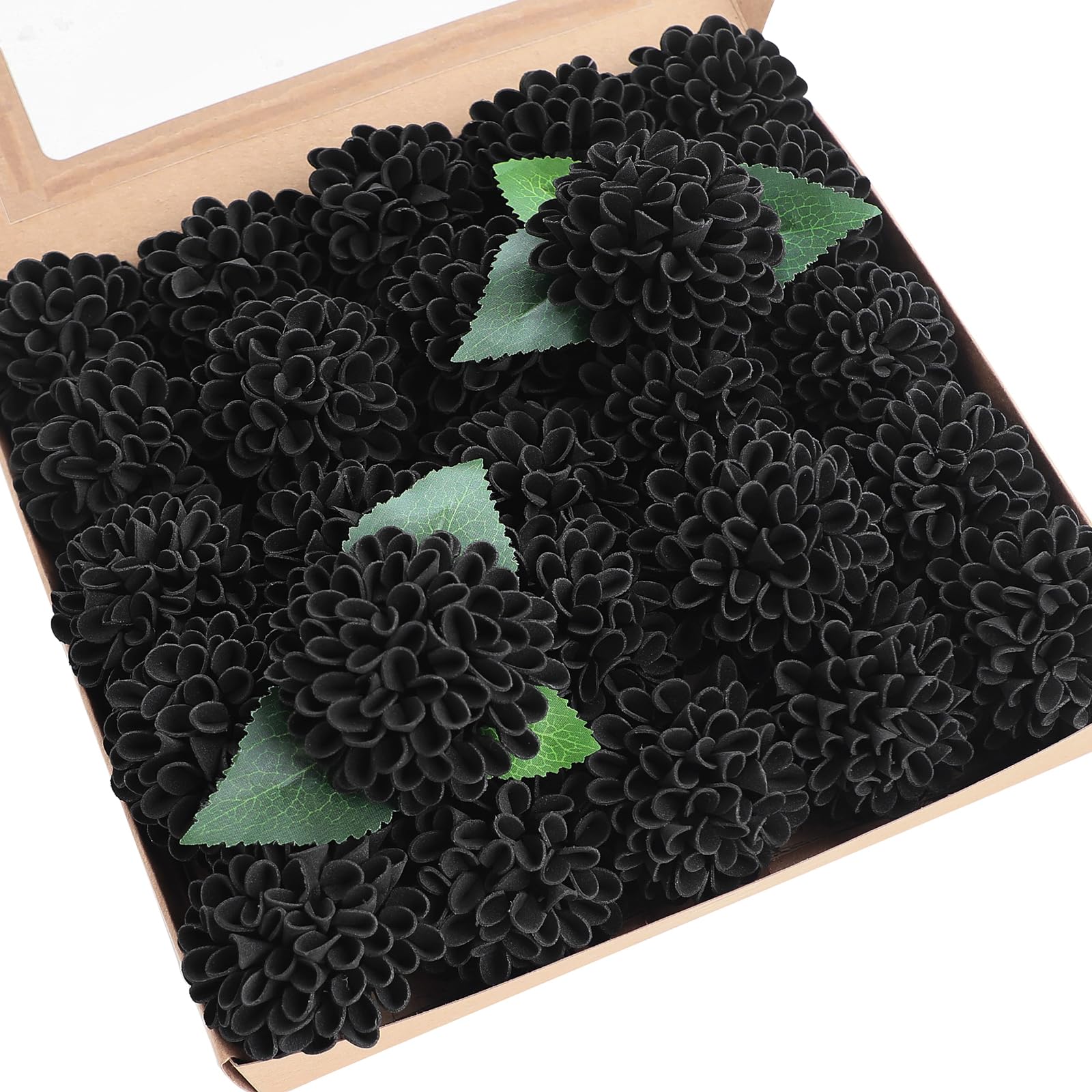 Floroom Artificial Dahlia Flowers 25-Pack Black