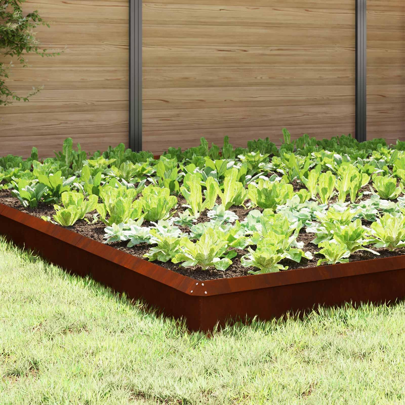 Schneckenzaun 20-teilig aus wetterfestem Stahl rostig, 100 x 3,5 x 25 cm, Beeteinfassung, Rasenkante, Beetumrandung, Mähkante, Palisade, Steckzaun für Garten, Terrasse, Vorgarten