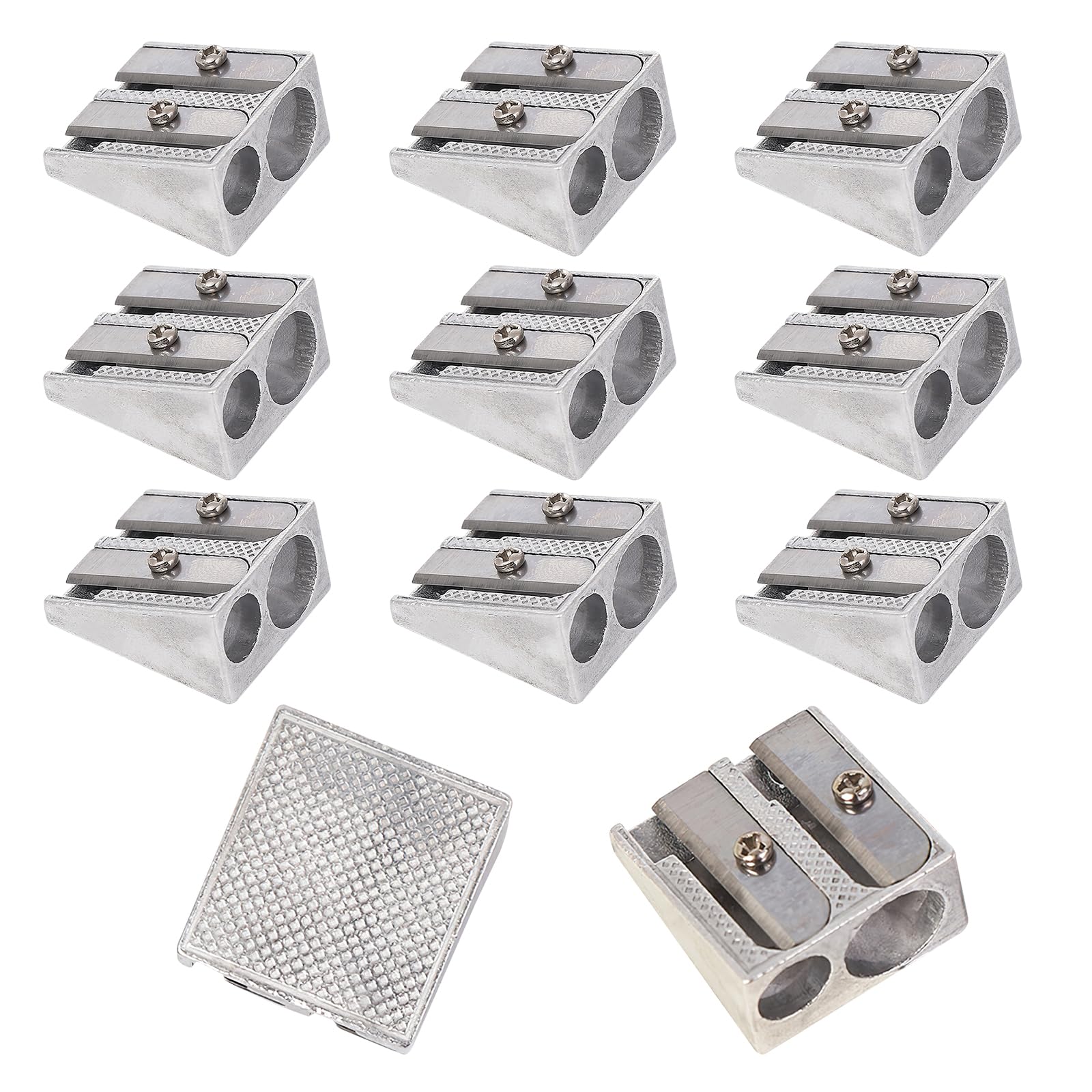 12PCS Pencil Sharpener for Kids, Metal Pencil Sharpeners with 2 Holes, Metal Sharpener Pencils Sharpeners for School Coloured Pencils, Makeup Lip Eyeliner Grinder, for School Home Office Stationery