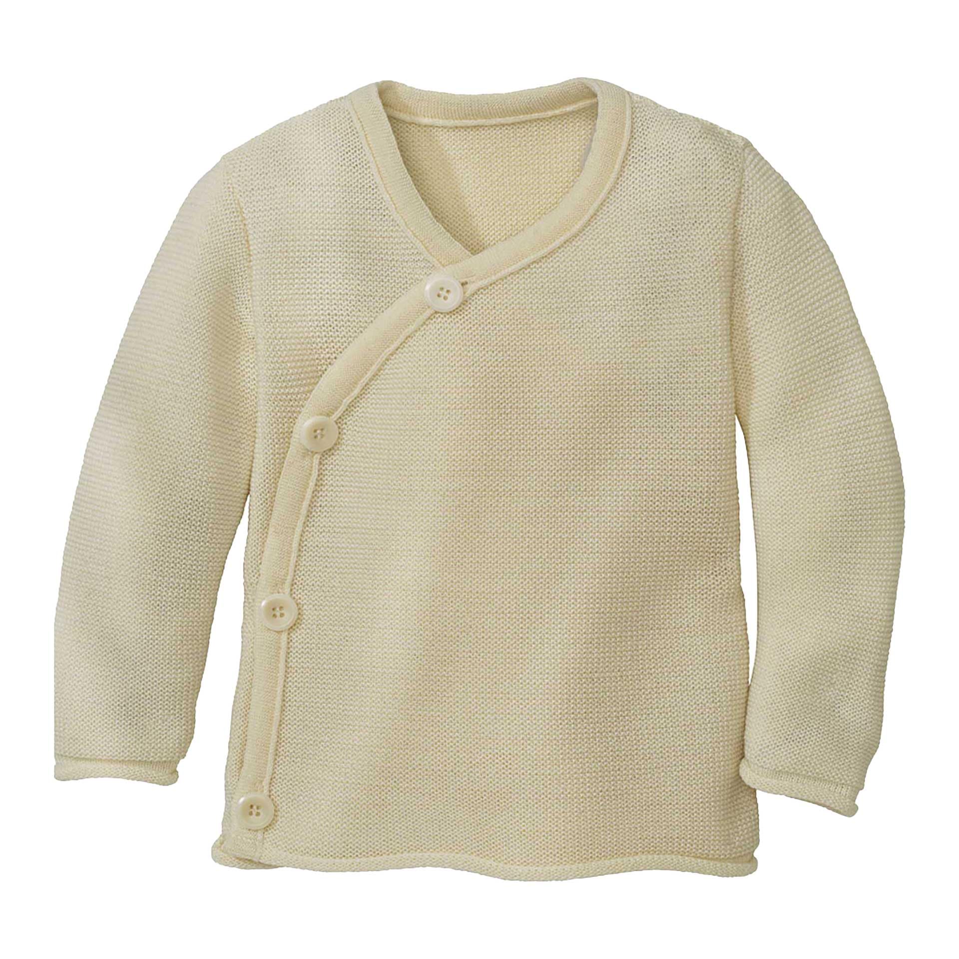 Disana Melange-Jacke Baby & Kleinkind - 100% Bio-Merino – atmungsaktiv, warm & weich, Unisex Gr. 50-104 - nachhaltig & fair – mit Wickelverschluss - Made in Germany | Natur Gr. 98-104