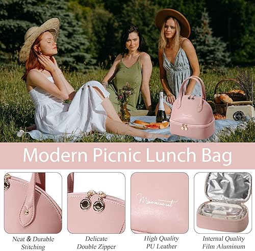 Miniatura 5 de Bolsa de almuerzo pequeña con compartimento aislante para el almuerzo, bolsa de almuerzo para mujer, para el trabajo, picnic, viajes, simple y