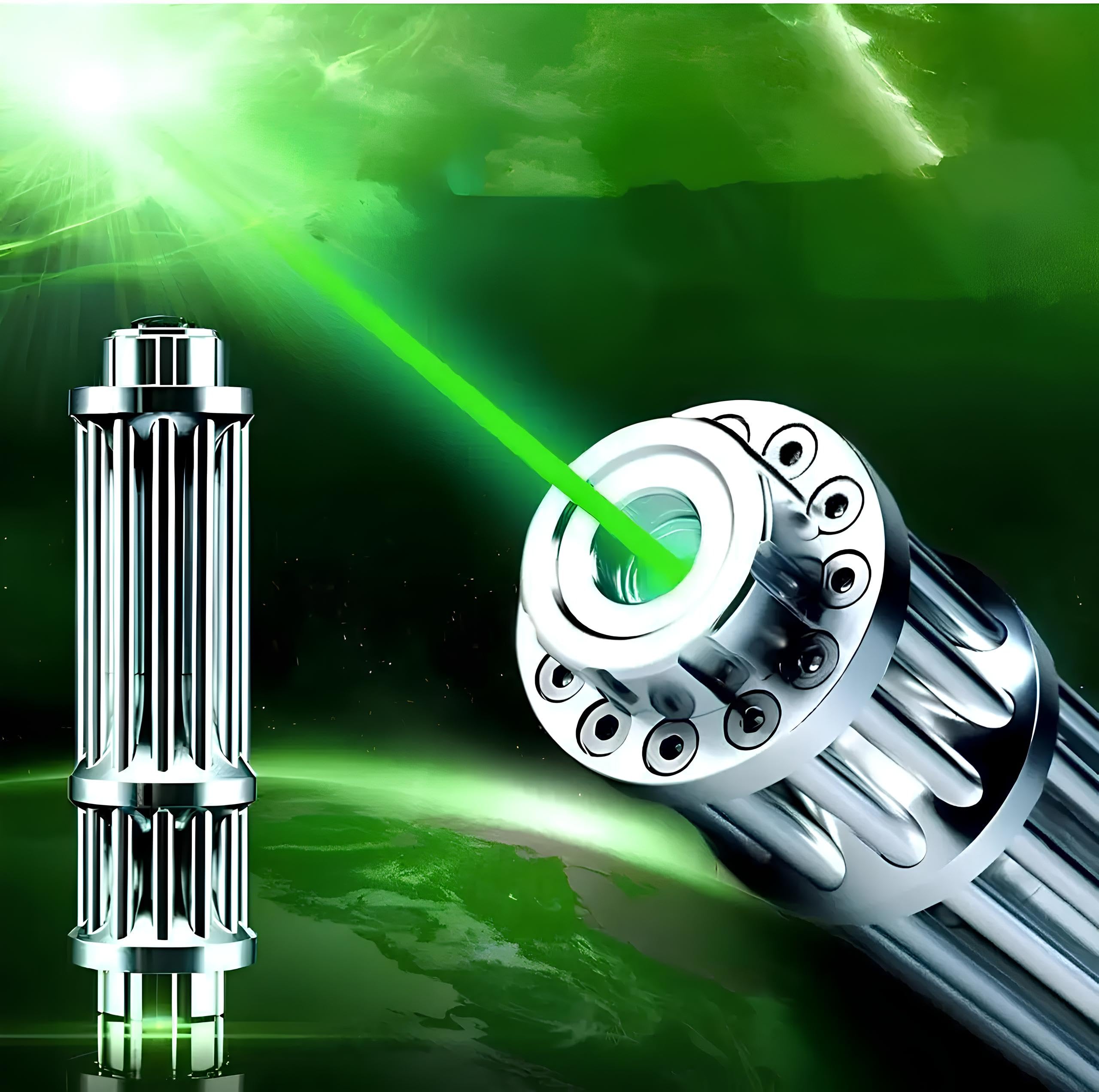 Puntero láser verde fuerte – 2 km de alcance, carcasa de metal resistente, compacto y energéticamente eficiente, perfecto para presentaciones y actividades al aire libre