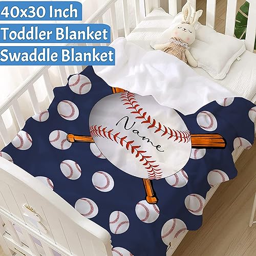 Miniatura 2 de Ottoy Manta personalizada de béisbol para sofá, manta personalizada con nombre, manta ligera de felpa mullida de 60 x 50 pulgadas, para adolescentes