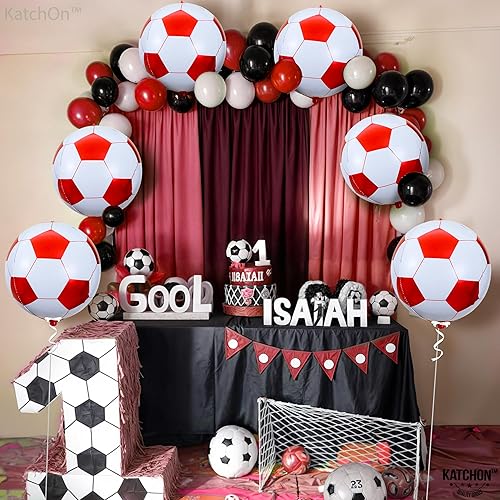 Miniatura 5 de Grandes globos de fútbol de 22 pulgadas color rojo paquete de 6 globos rojos de pelota de fútbol  Globos de fútbol de cumpleaños fútbol nocturno