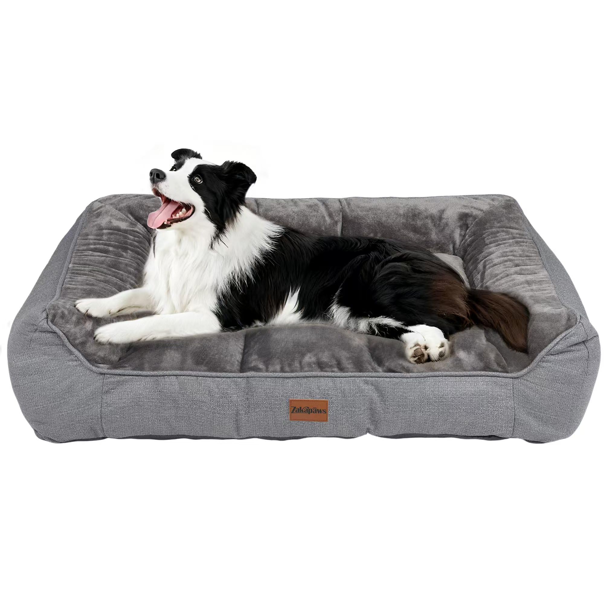 Orthopedic Dog Bed for Large Dogs - Extra Thick Supportive Dog Couch Bed, Pet Beds Sofa with Waterproof Washable Cover & Non-Slip Bottom, Grey, 38x28 Inch
