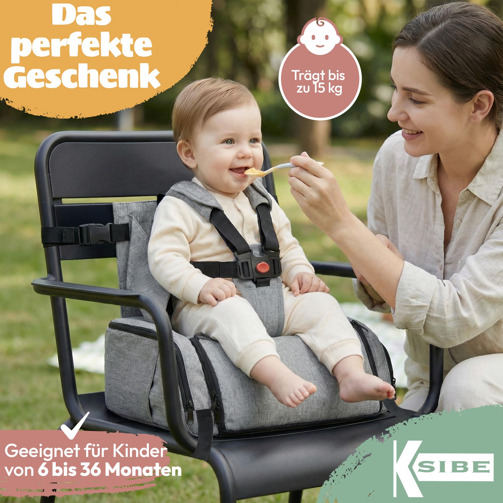 Reisehochstuhl Baby 2-in-1 – Faltbar, leicht, wasserabweisend, robustes Design, XXL-Kapazität, inkl. Tragetasche – Sicherer Sitzplatz für Mahlzeiten – KSIBE