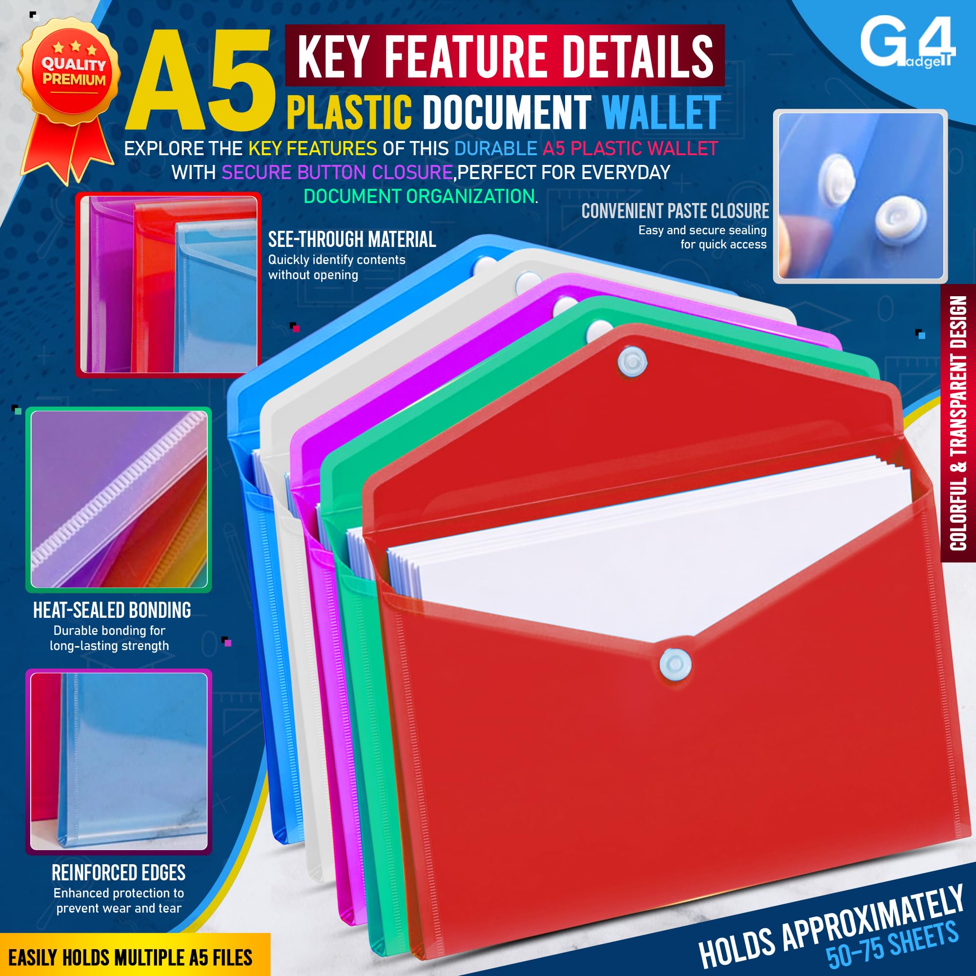 Carpeta De Archivos A5 Con 8 Bolsillos, Multifunci... – Grandado