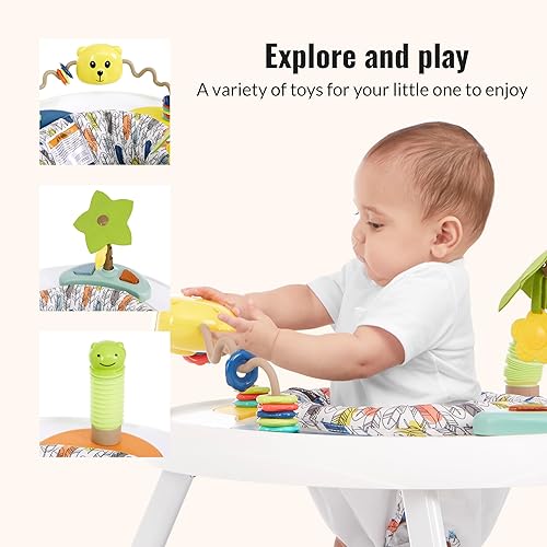 Miniatura 4 de Dream On Me Curio Sit N Seek Centro de actividades para bebés en menta, centro de actividades 2 en 1 y mesa de juego con 3 juguetes desmontables y