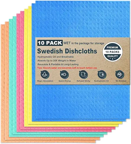 METUUTER 10 Packs Swedish Dishcloths for Kitchen, Reusable...