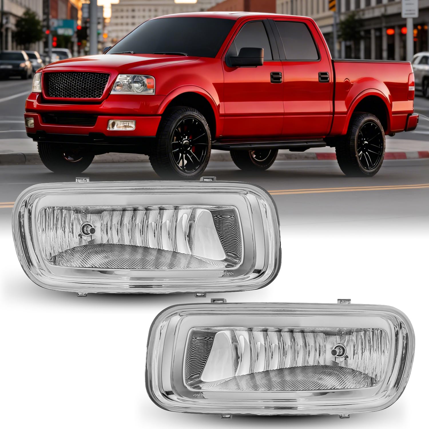 Nilight Fog Lights Assembly Compatible with 2004 2005 2006 Ford F-150 F150 Left Driver and Right Passenger Side Clear Lens w/H10 12V 42W Bulbs