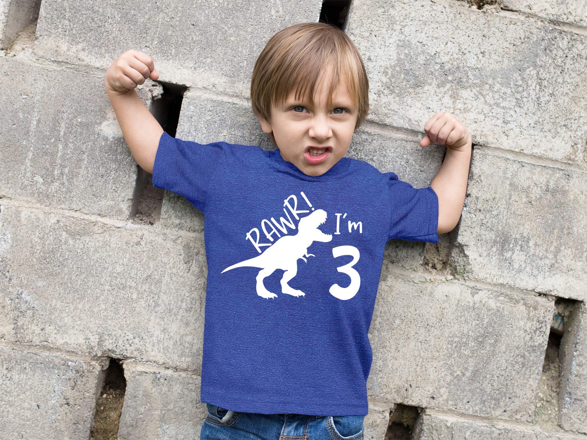 rawr im 3 Dinosaur 3rd Birthday Shirt boy Roar Three Year Old Dino Tshirt rex (US, Age, 5 Years, Charcoal Blue)