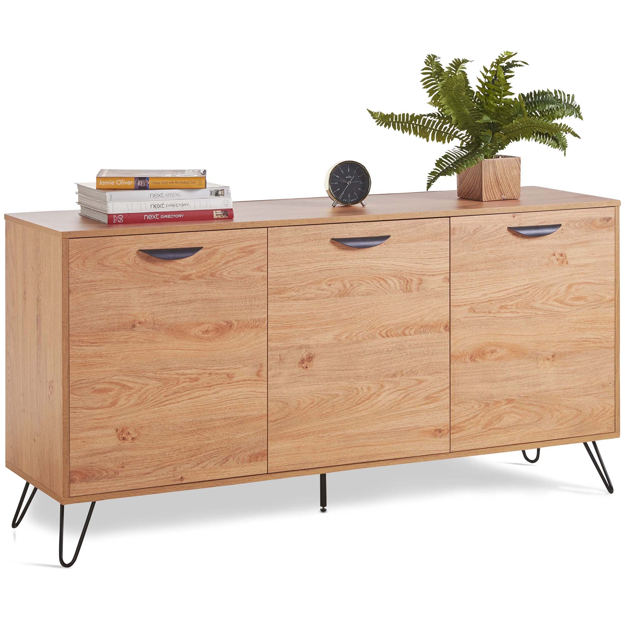 VonHaus Capri 3 Door Sideboard Large Wide Unit in Rustic Modern Contemporary Style