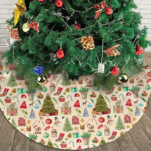 Vista 14 de Cute Gingerbread Candy Christmas Tree Skirt 30 Inches Pink Santa Tree Skirts Farmhouse Xmas Tree Mat Ornaments Decorations