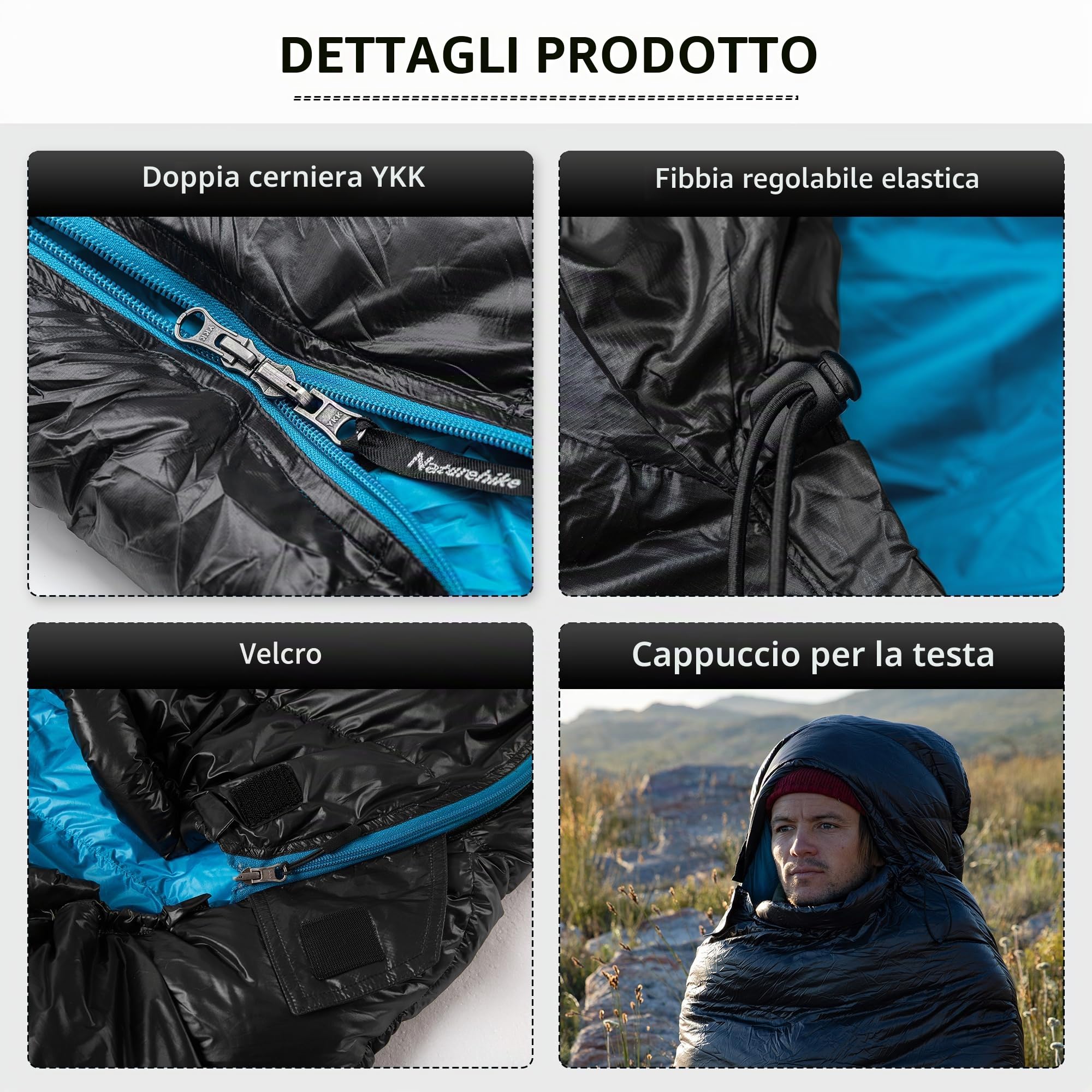 Naturehike Sacco a Pelo In Piuma d'Oca 750FP Sacco a Pelo In Piuma d'Oca Invernale Caldo 4 Stagioni Sacco a Compressione Speciale Da Campeggio Ultraleggero Portatile