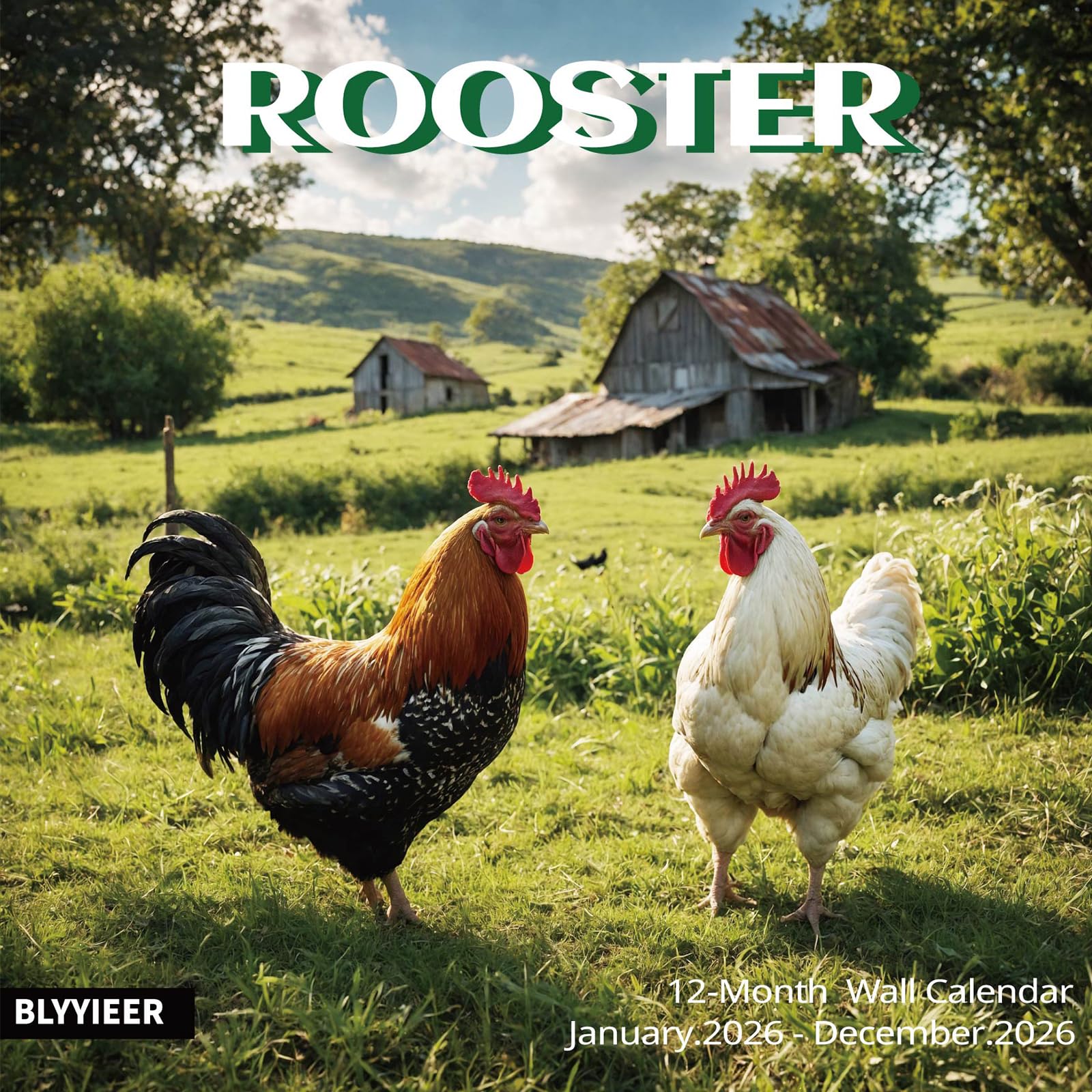 2026 Wall Calendar,Calendar 2026,Rooster Monthly Wall Calendar, 12" x 24" Open,Family Planner Calendar, Home & Office Organizer,Hangable — image 1
