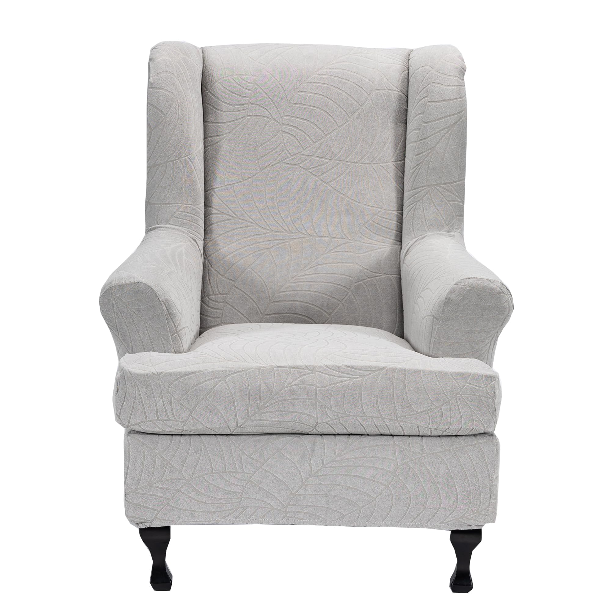 CRFATOP Waterproof Wing Chair Slipcovers 2 Piece Stretch Wingback Chair Cover Spandex Fabric Wingback Armchair Covers with Elastic Bottom for Living
