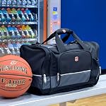 SWISSGEAR Apex Duffle Bag Travel and Gym Duffle Bag with Bungee-Cord System, Black Dobby, 20-Inch